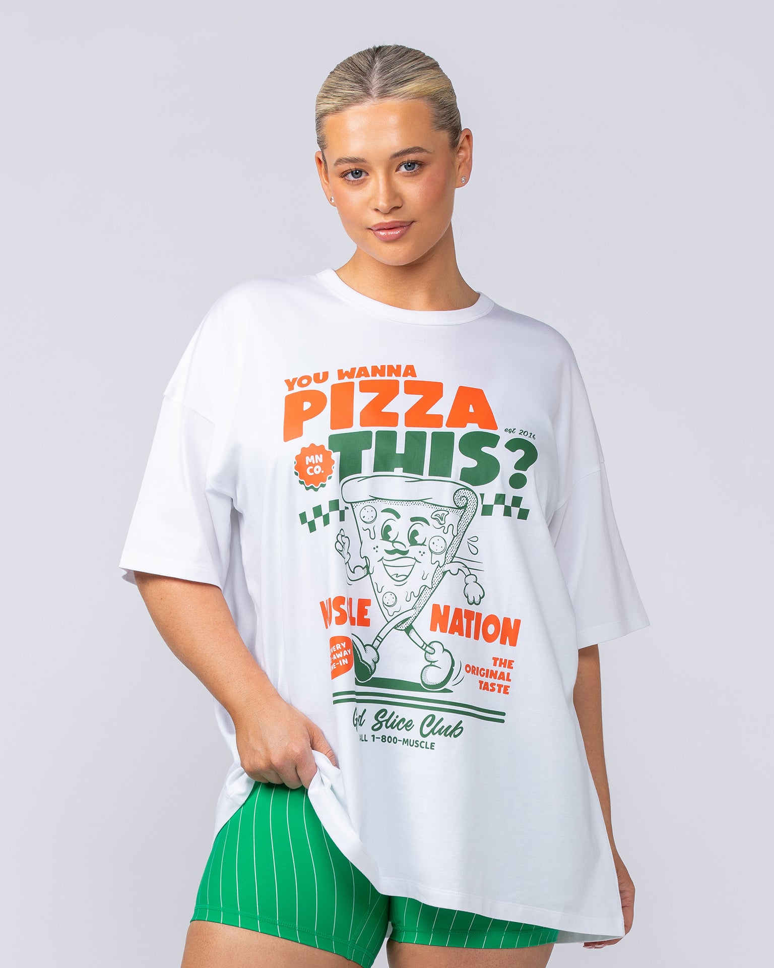 Womens Pizza This Oversized Tee - White-T-Shirts-XXS-1124188WHT-XXS-MNAPPRL34694-3-Muscle Nation