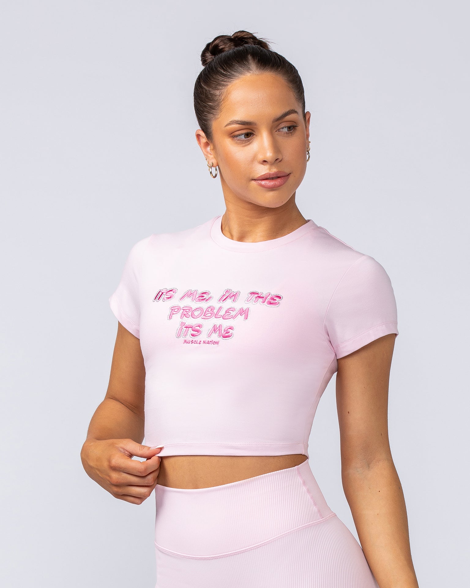 I'm The Problem Baby Tee - Baby Pink-T-Shirts-XXS-1124198BPNK-XXS-MNAPPRL34766-4-Muscle Nation