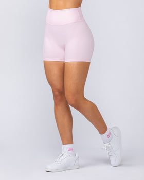 Zero Rise Rib Midway Shorts - Baby Pink