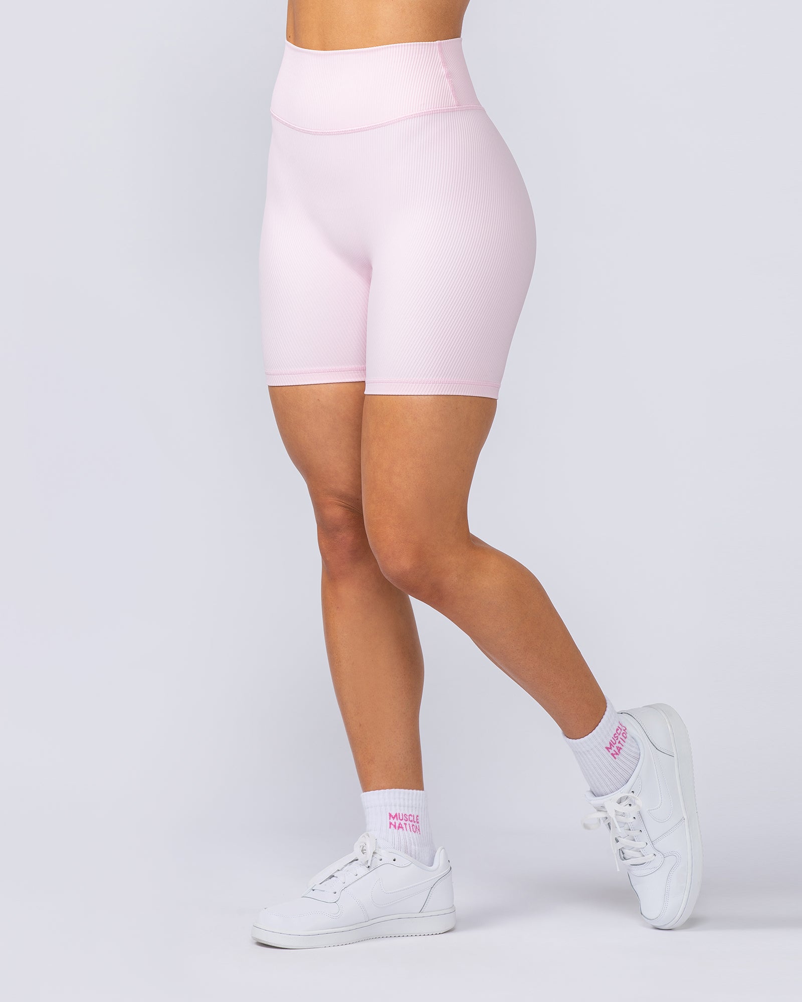 Zero Rise Rib Bike Shorts - Baby Pink