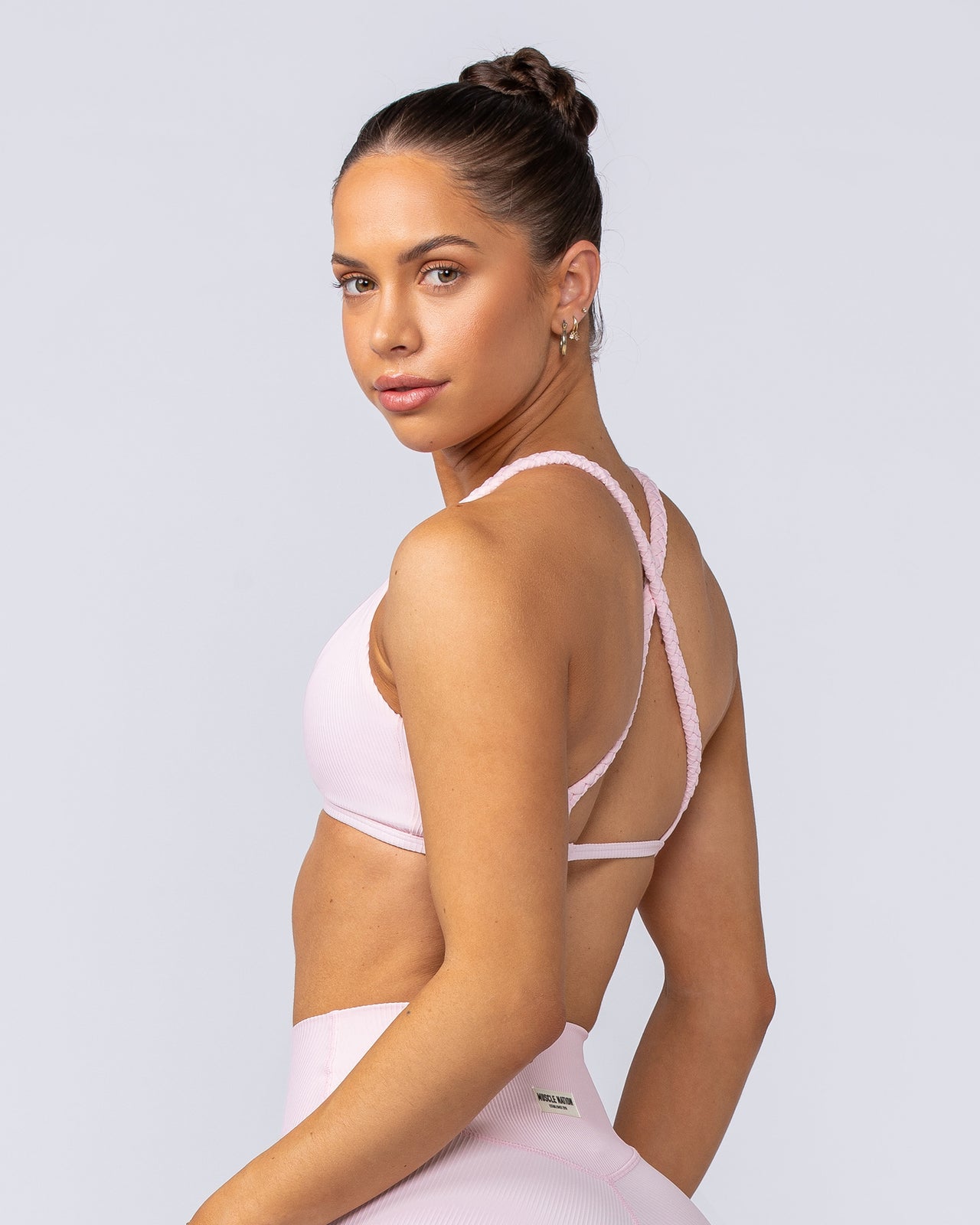 Breeze Rib Bralette Baby Pink - Muscle Nation women's bralette, view 4