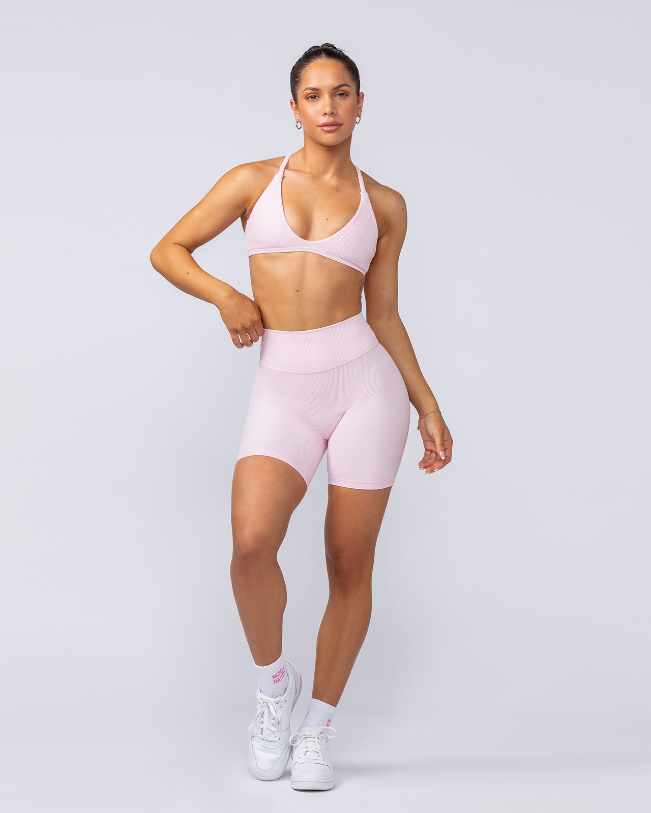 Zero Rise Rib Bike Shorts - Baby Pink-Shorts-XXS-112491BPNK-XXS-MNAPPRL33973-6-Muscle Nation