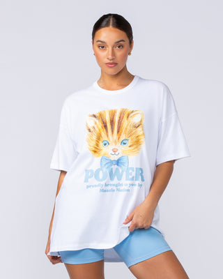 P Power Oversized Tee - White-T-Shirts-XXS-112456WHT-XXS-MNAPPRL34667-1-Muscle Nation