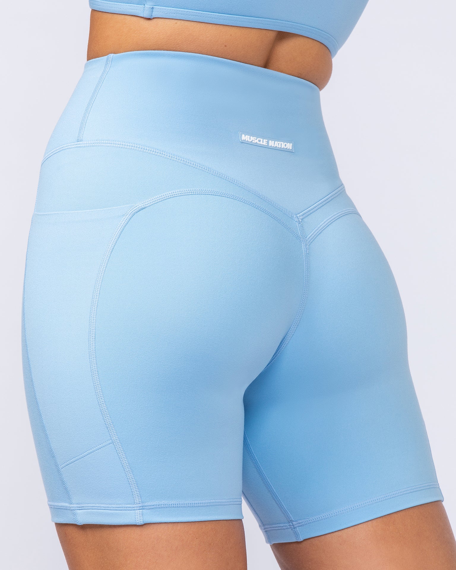 Booty Shaper Pocket Bike Shorts - Pacific Blue-Shorts-XXS-112404PACBLU-XXS-MNAPPRL32830-4-Muscle Nation