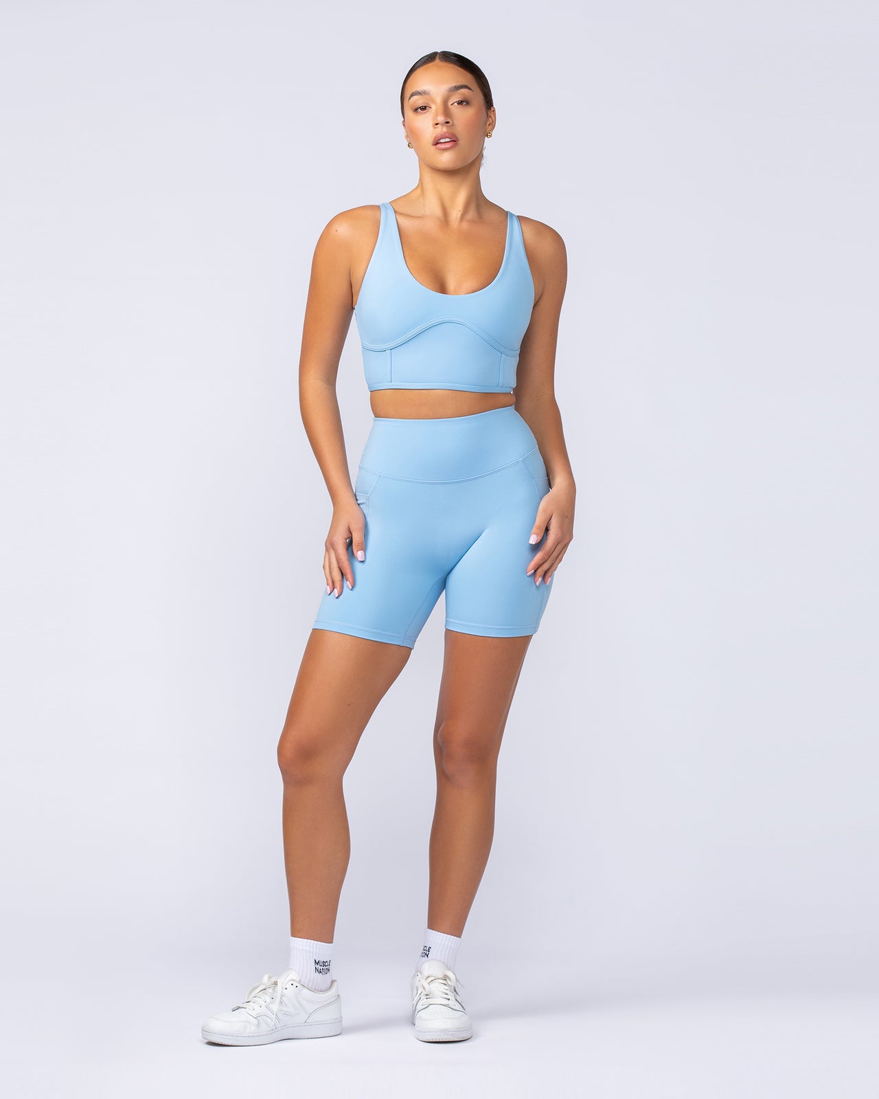 Booty Shaper Pocket Bike Shorts - Pacific Blue-Shorts-XXS-112404PACBLU-XXS-MNAPPRL32830-6-Muscle Nation
