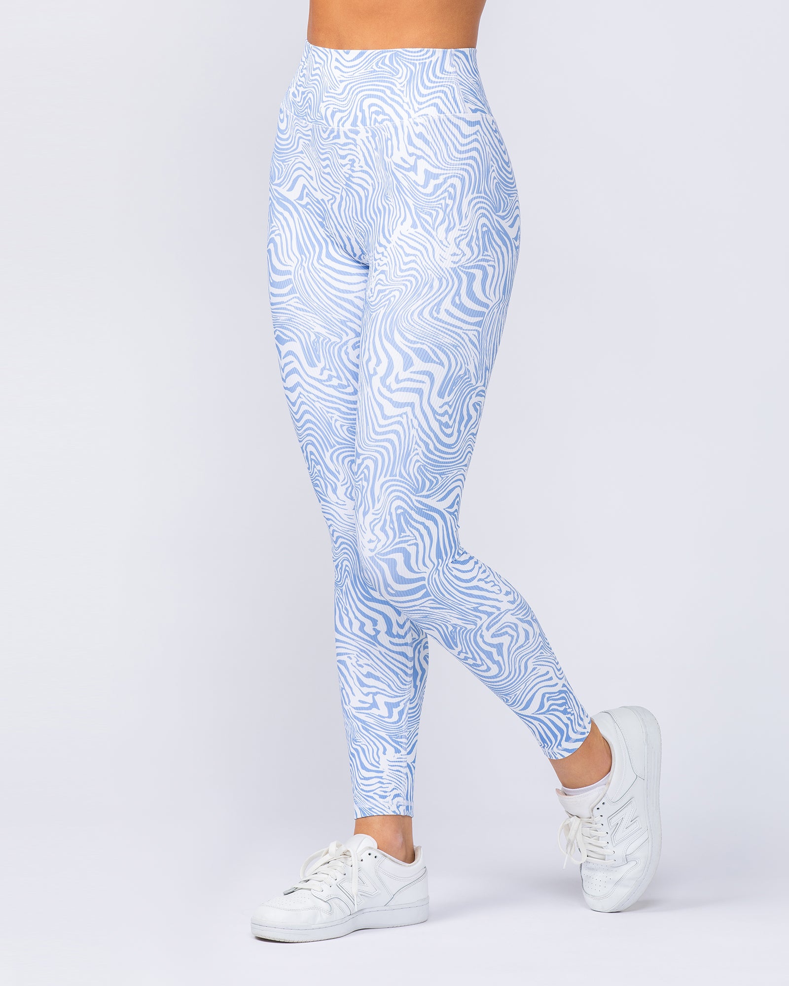 Zero Rise Rib Ankle Length Leggings - Pacific Blue Zebra