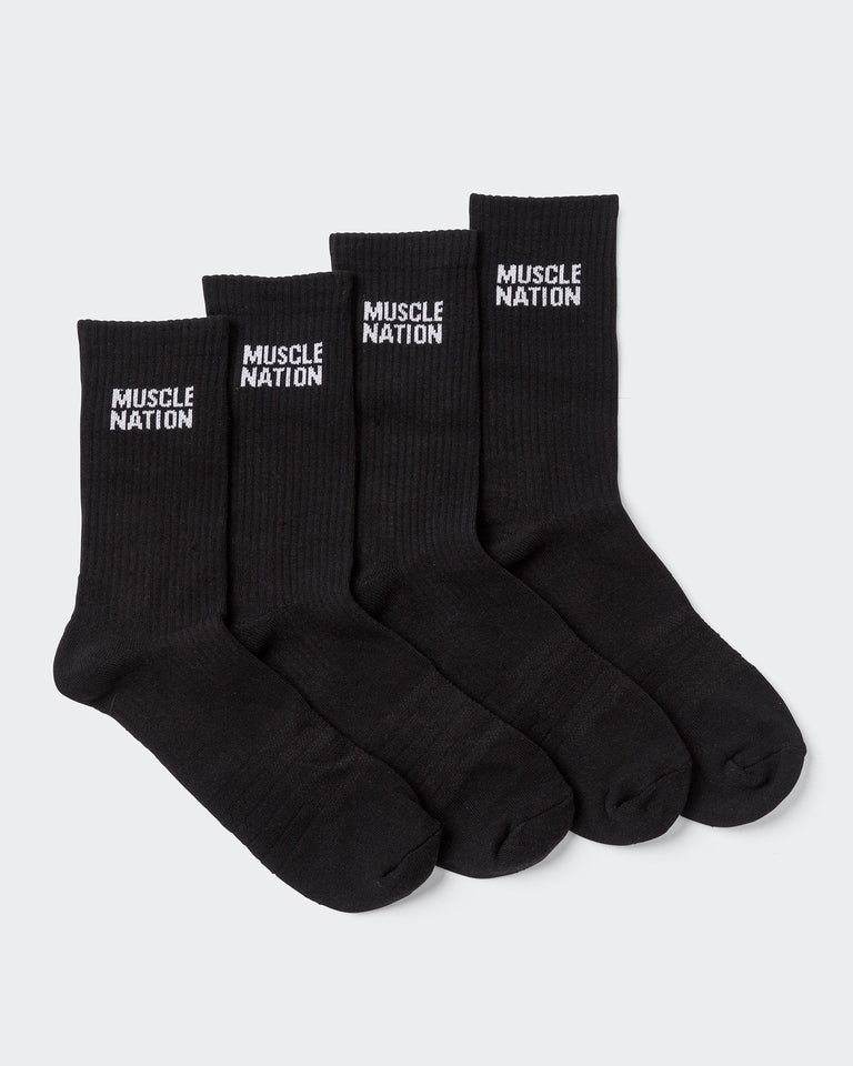 Mens Essential Crew Socks (2x Pack) - Black