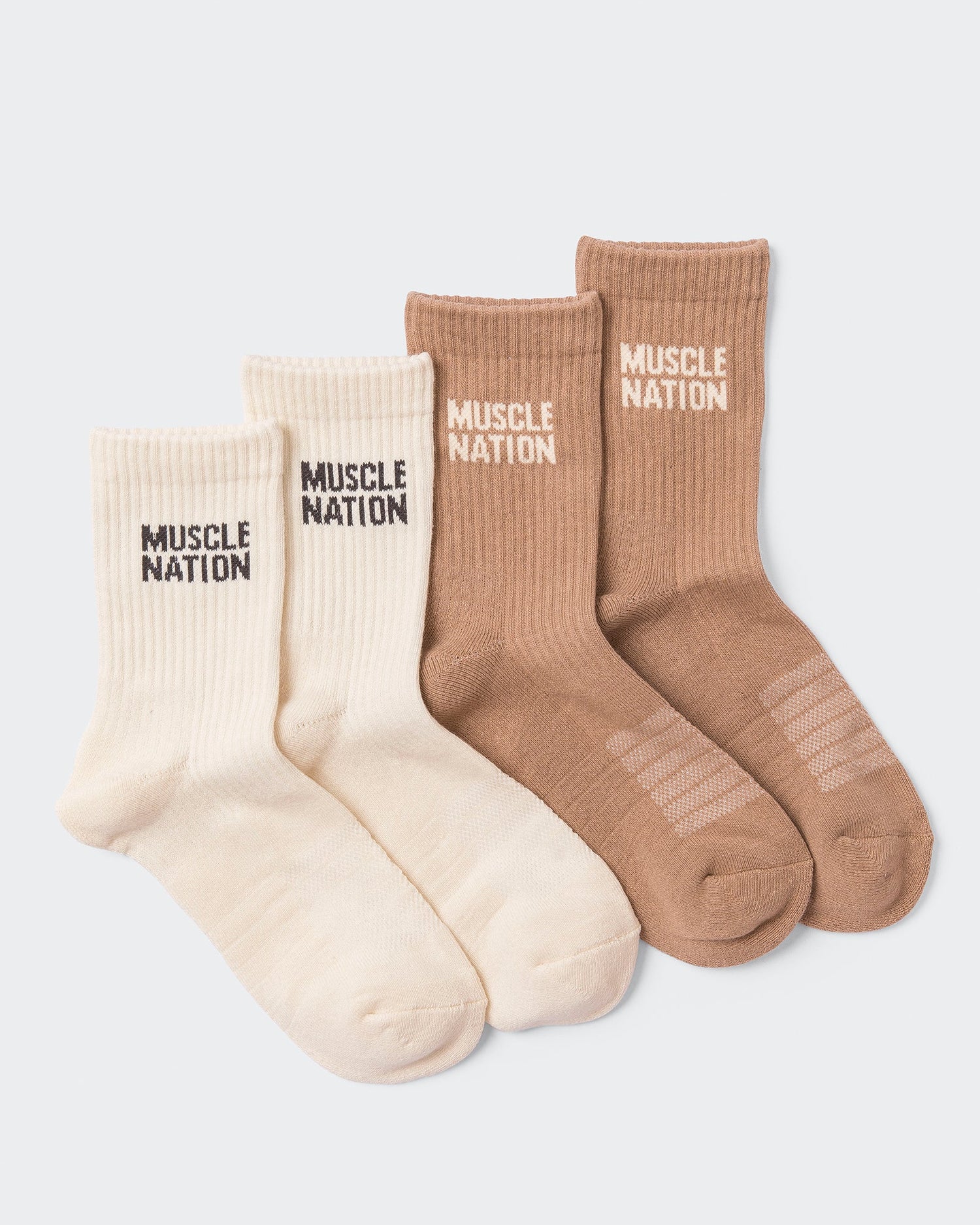 Womens Essential Crew Socks (2x Pack) - Taupe / Dew