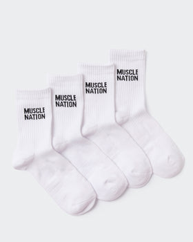 Womens Essential Crew Socks (2x Pack) - White