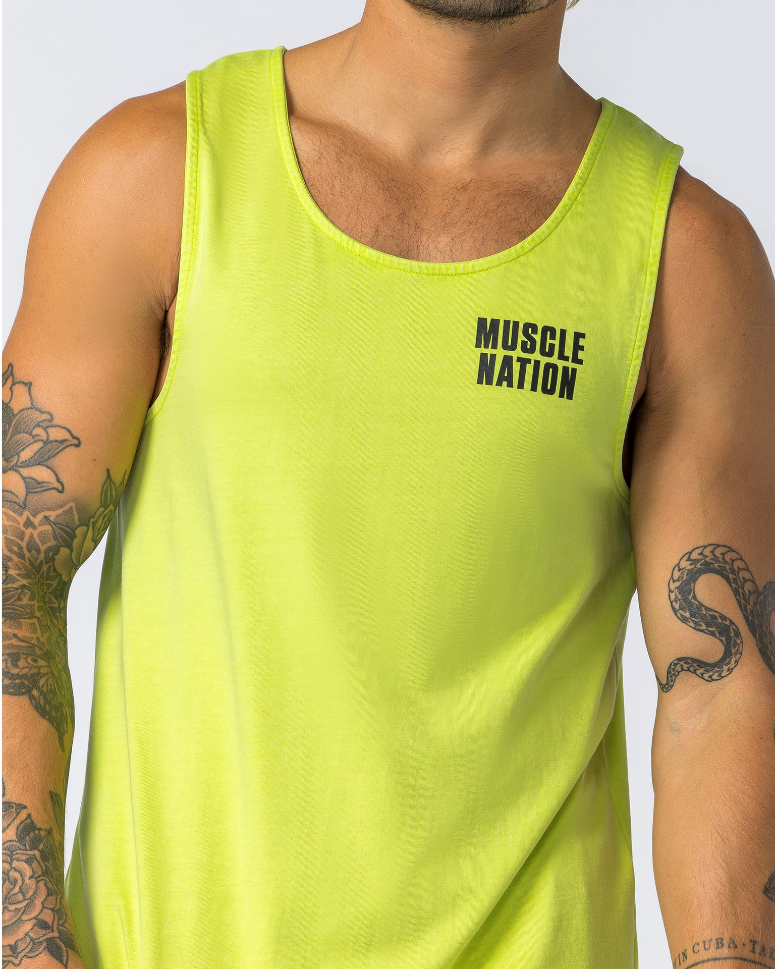 H Back Tank - Washed Cyber Lime-Singlets & Tanks-S-112347WSHCYLM-S-MNAPPRL28396-5-Muscle Nation