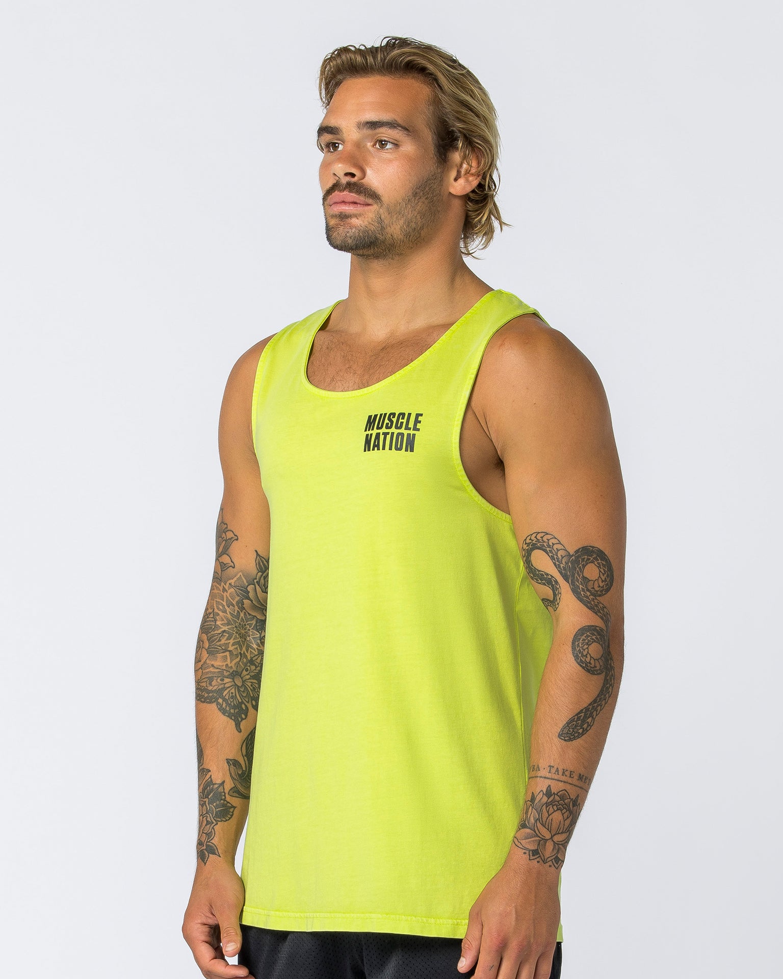 H Back Tank - Washed Cyber Lime-Singlets & Tanks-S-112347WSHCYLM-S-MNAPPRL28396-3-Muscle Nation