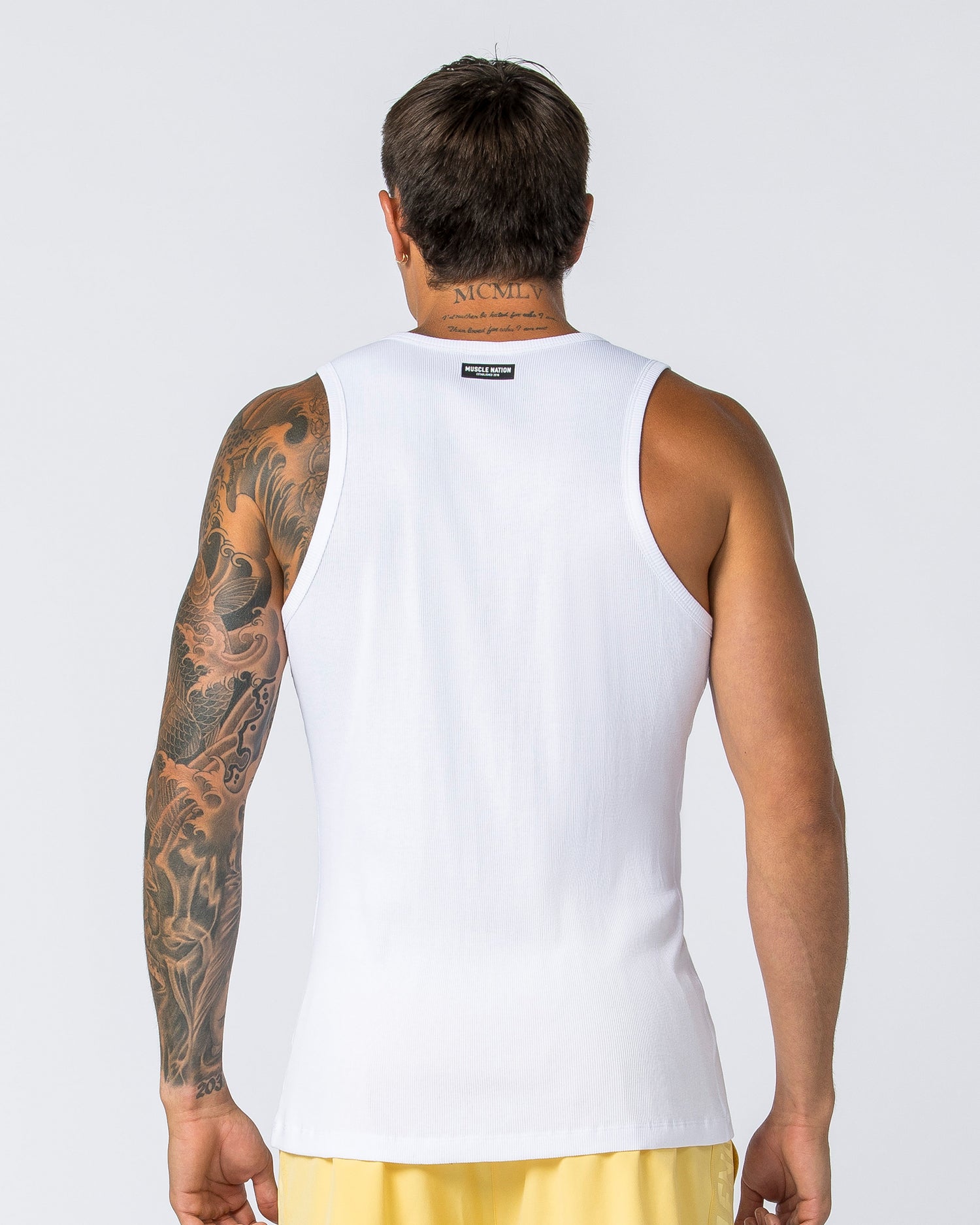 Rib Fitted Training Tank - White - Muscle Nation