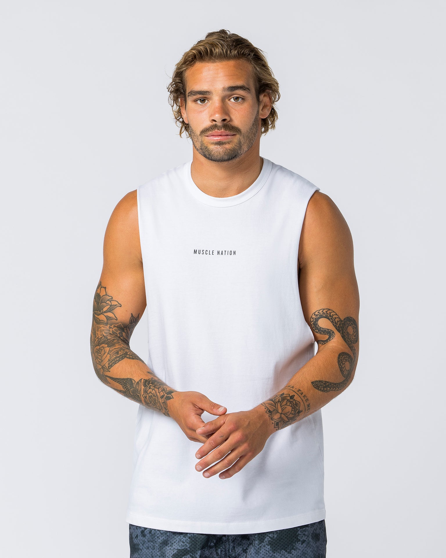 Ease Drop Arm Heavy Vintage Tank - Washed White-Singlets & Tanks-S-112344WSHWHT-S-MNAPPRL28063-1-Muscle Nation