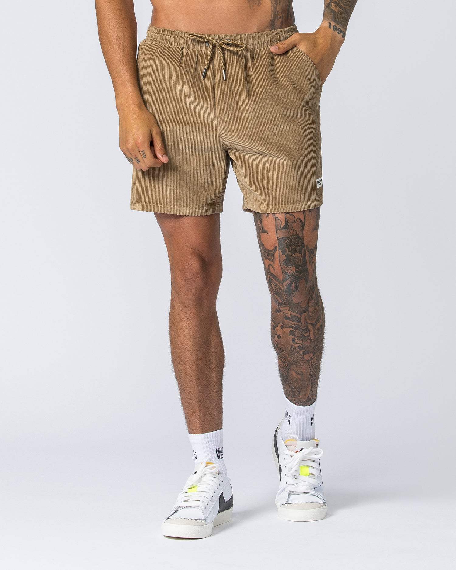 Daily Corduroy Shorts - Beige - Muscle Nation