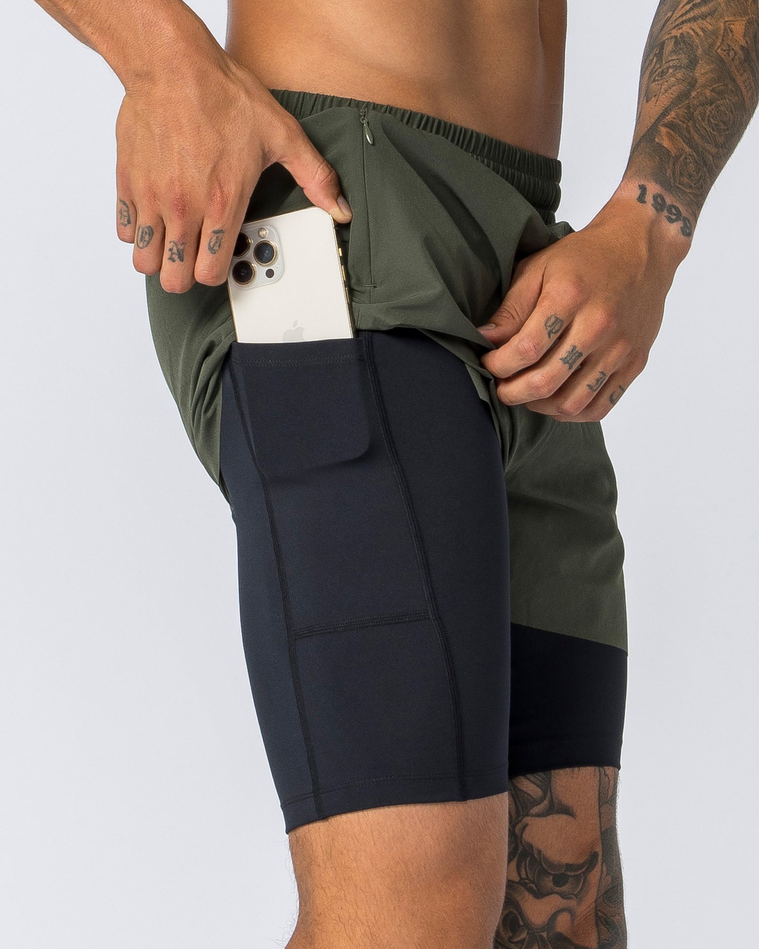 Replay 3" Shorts - Dark Khaki-Shorts-S-112346DKHAKI-S-MNAPPRL28084-5-Muscle Nation