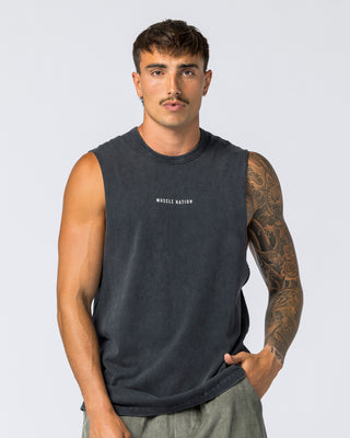 Ease Drop Arm Heavy Vintage Tank - Washed Black