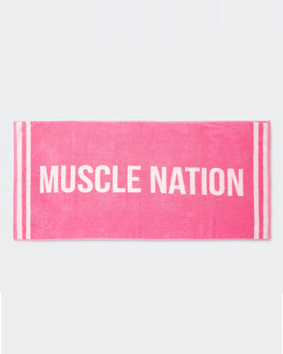 Gym Towel - Hollywood Pink/ White-Accessories-Hollywood Pink/ White-ACC1124144HWPKWHT-ONE-MNAPPRL32745-2-Muscle Nation