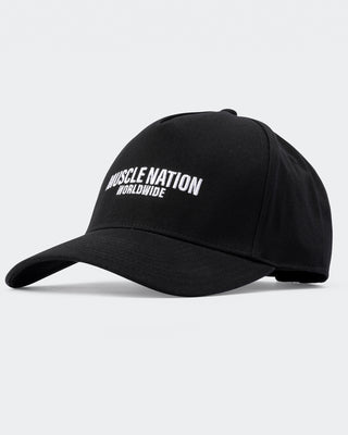 Worldwide A-Frame Hat - Black-Accessories-Black-ACC1124172BLK-ONE-MNAPPRL32750-1-Muscle Nation