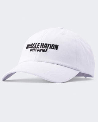 Worldwide Dad Cap - White-Accessories-White-ACC1124174WHT-ONE-MNAPPRL32752-2-Muscle Nation