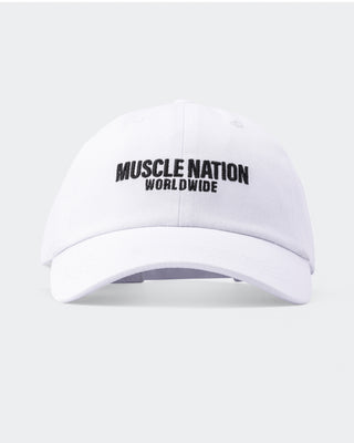 Worldwide Dad Cap - White-Accessories-White-ACC1124174WHT-ONE-MNAPPRL32752-1-Muscle Nation