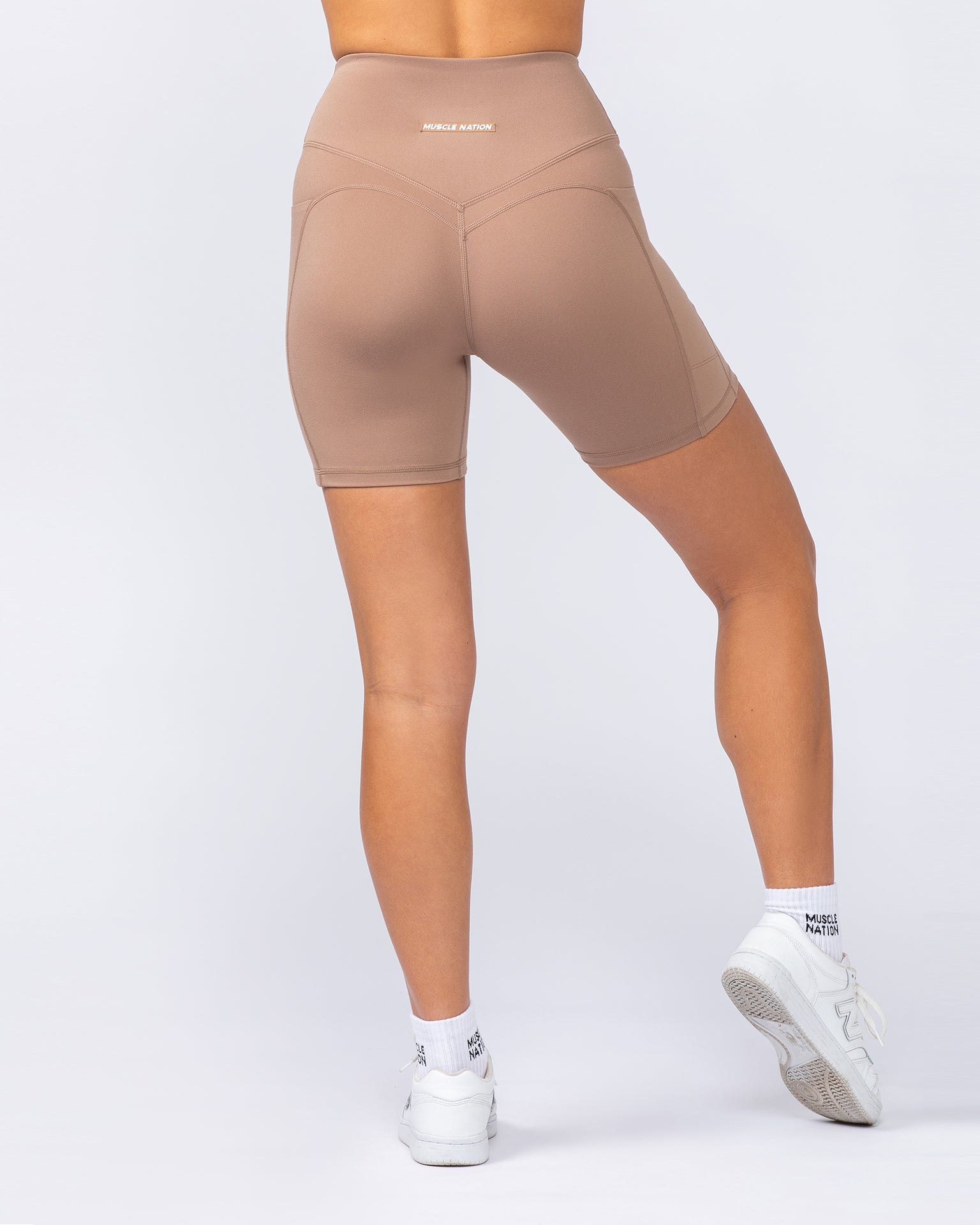 Booty Shaper Pocket Bike Shorts - Cinnamon-Shorts-XXS-112404CINN-XXS-MNAPPRL32803-5-Muscle Nation