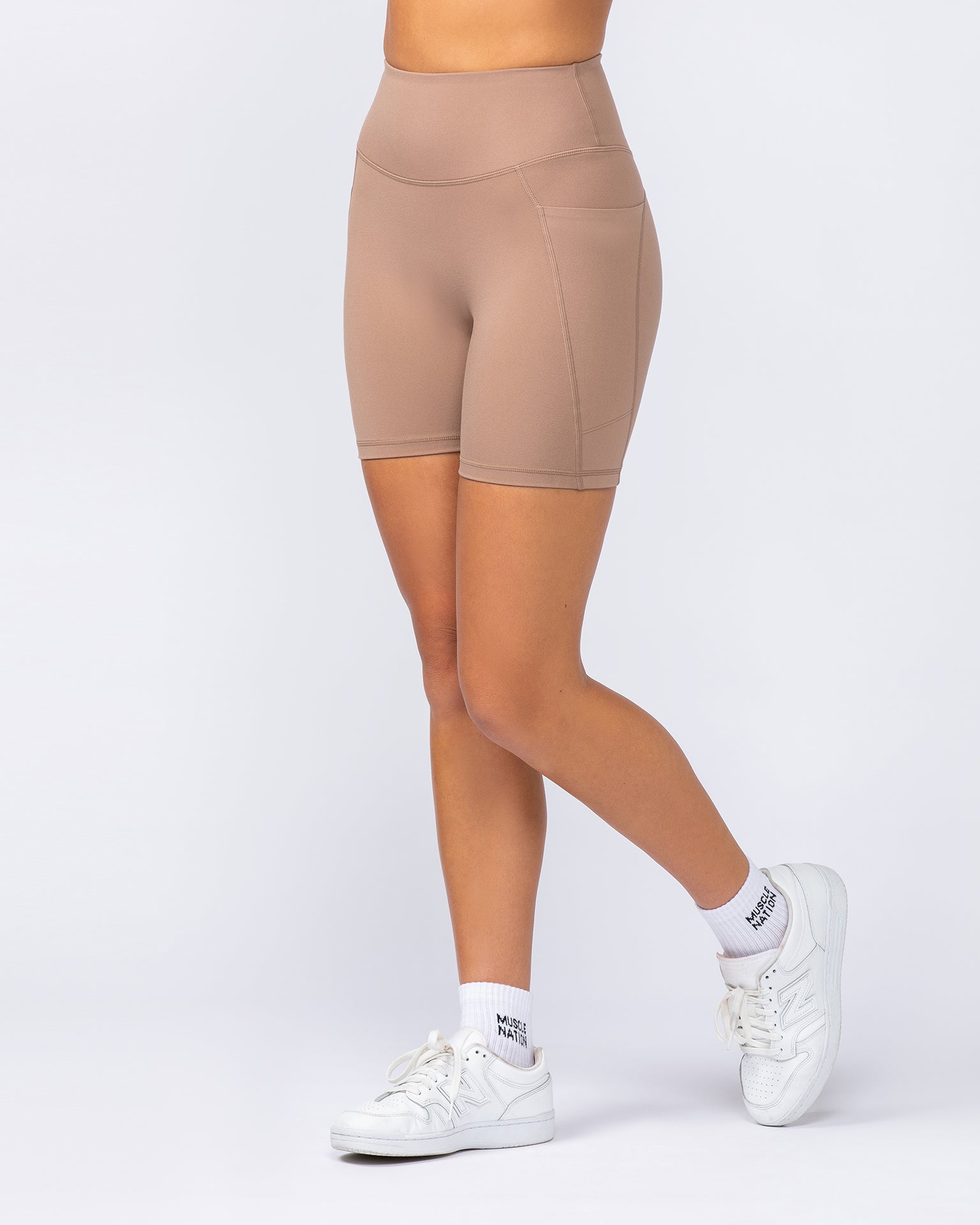 Booty Shaper Pocket Bike Shorts - Cinnamon-Shorts-XXS-112404CINN-XXS-MNAPPRL32803-3-Muscle Nation