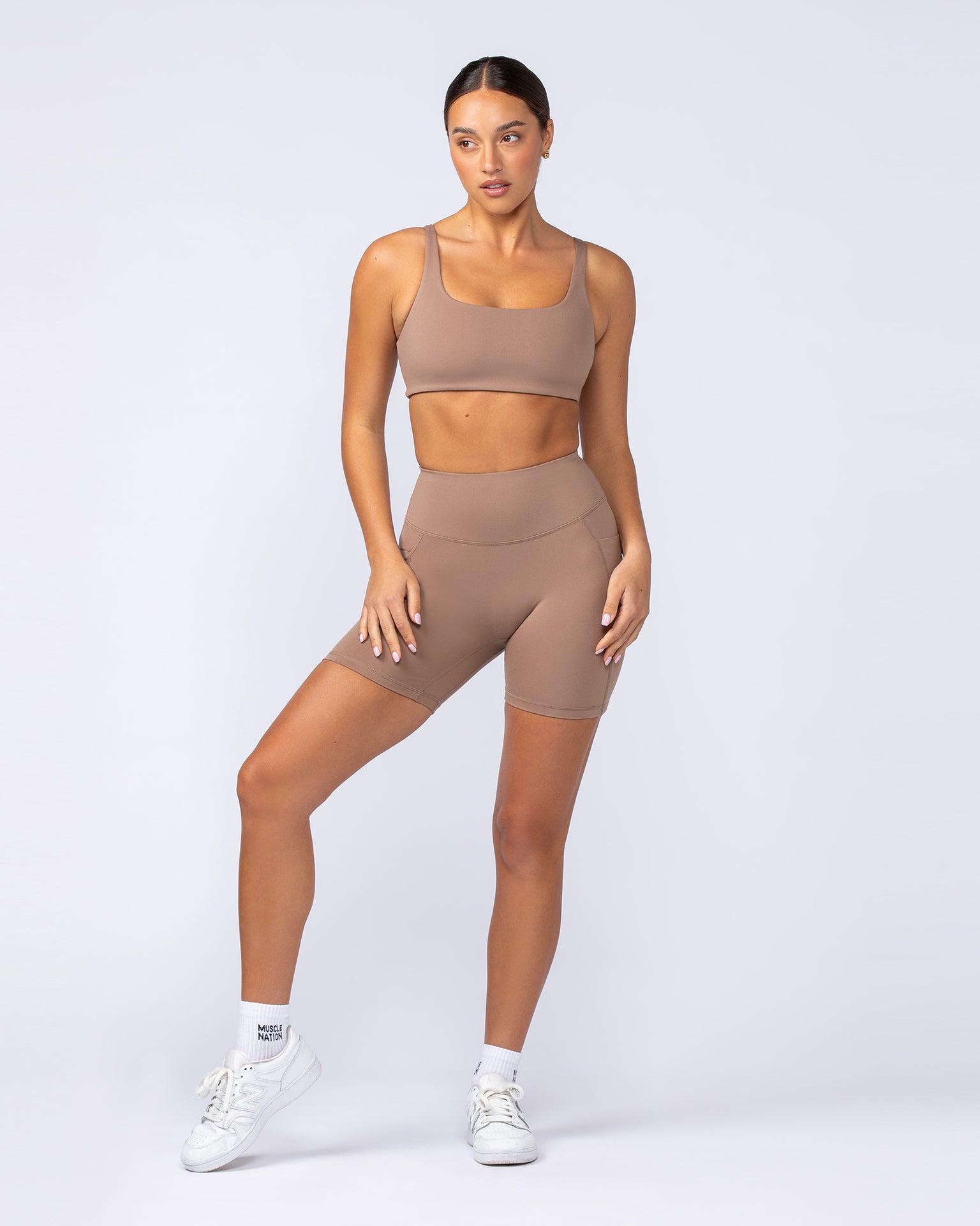 Booty Shaper Pocket Bike Shorts - Cinnamon-Shorts-XXS-112404CINN-XXS-MNAPPRL32803-6-Muscle Nation