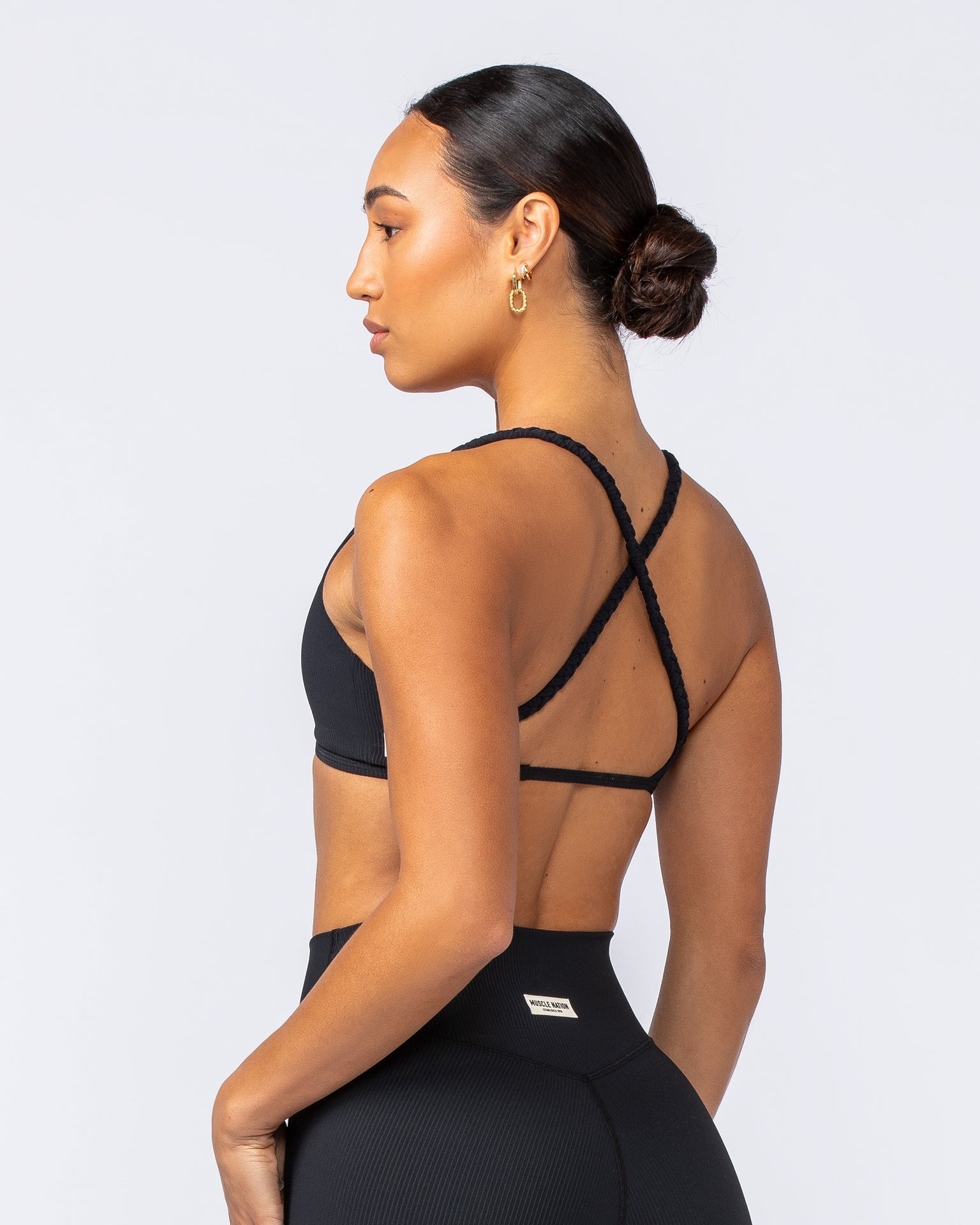 Breeze Rib Bralette - Black-Bralettes-XXS-112489BLK-XXS-MNAPPRL33874-5-Muscle Nation