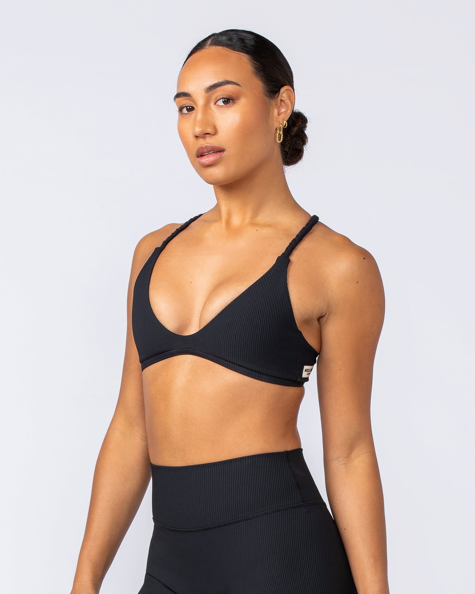 Breeze Rib Bralette - Black-Bralettes-XXS-112489BLK-XXS-MNAPPRL33874-4-Muscle Nation