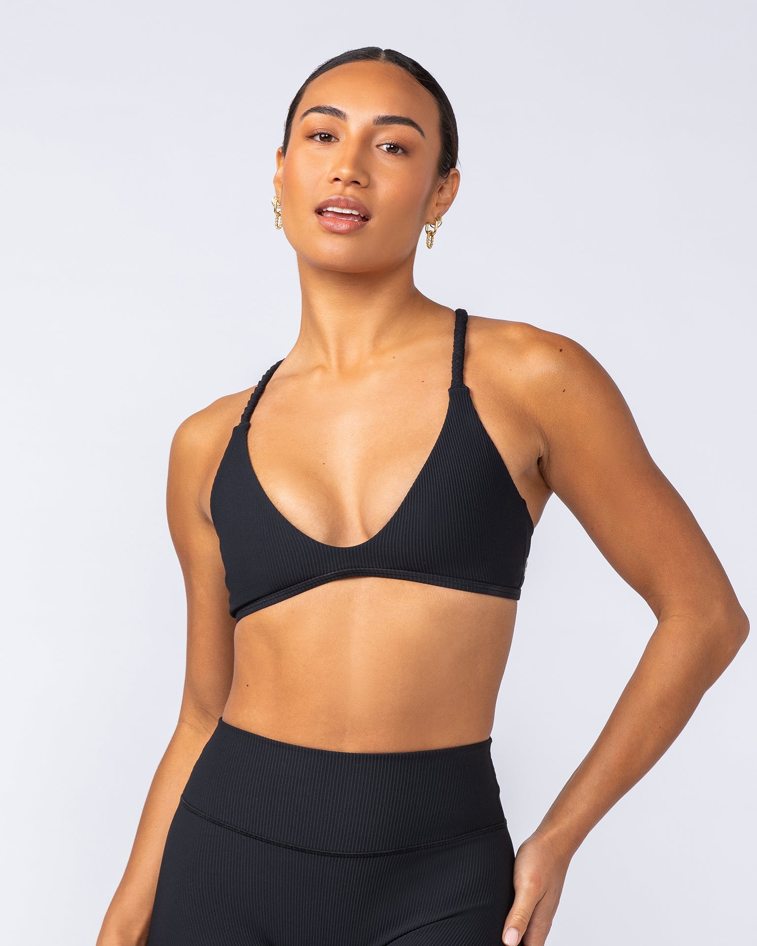 Breeze Rib Bralette - Black-Bralettes-XXS-112489BLK-XXS-MNAPPRL33874-3-Muscle Nation