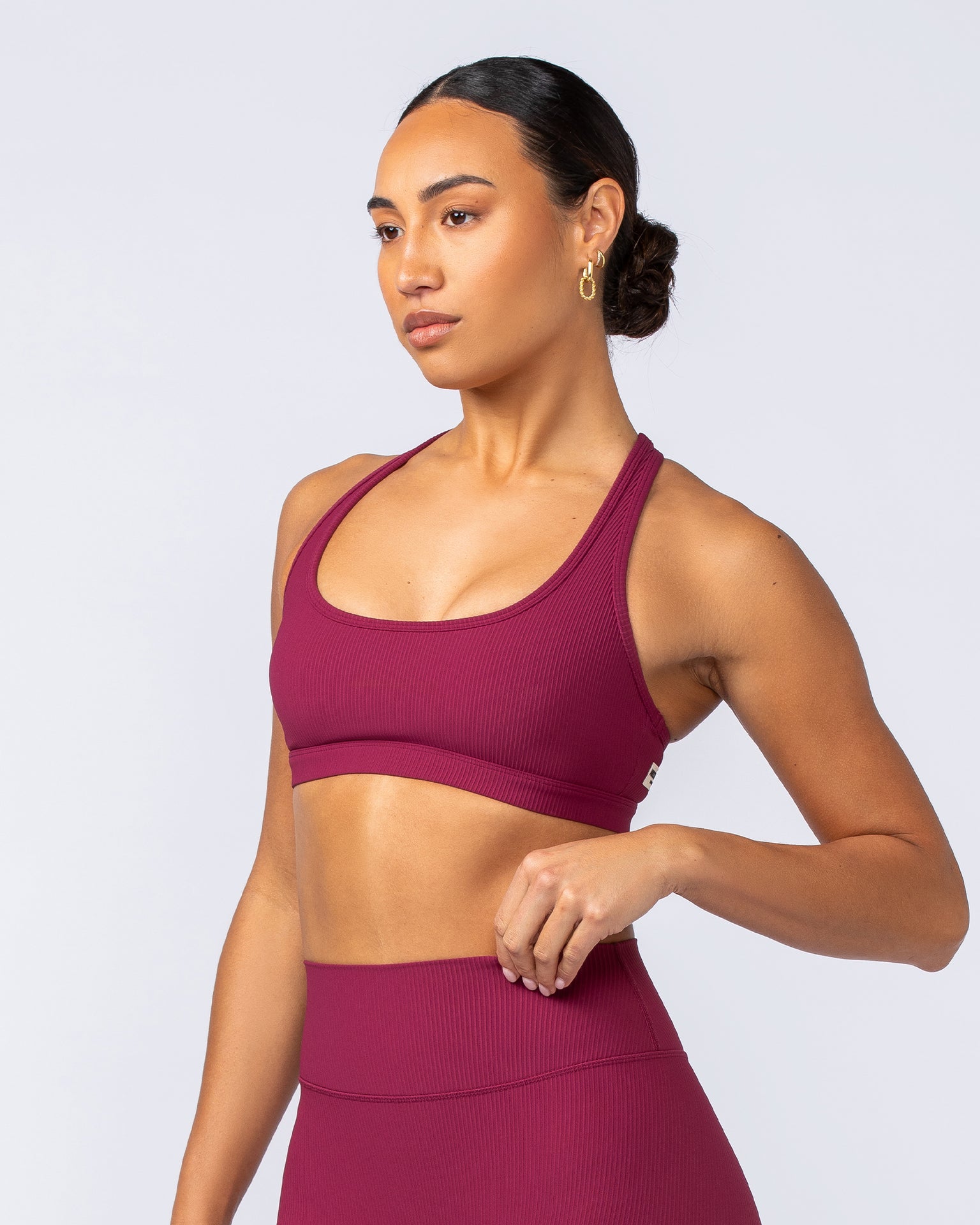 Drew Rib Bra - Rose Bud-Sports Bras-XXS-112499ROSBUD-XXS-MNAPPRL34054-4-Muscle Nation