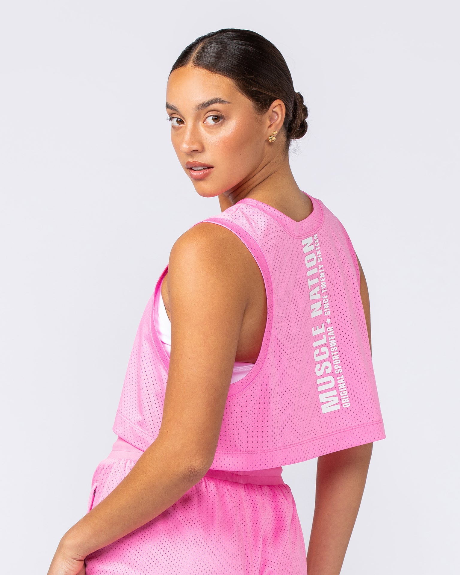 Swift Cropped Training Tank - Hollywood Pink-Singlets & Tanks-XXS-112448HWPNK-XXS-MNAPPRL33577-3-Muscle Nation