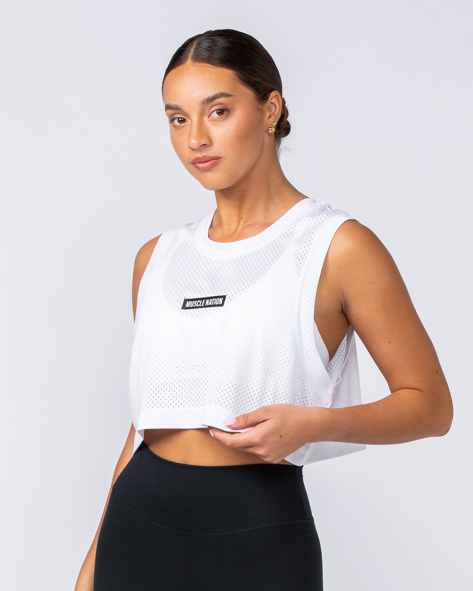 Swift Cropped Training Tank - White-Singlets & Tanks-XXS-112448WHT-XXS-MNAPPRL33568-3-Muscle Nation