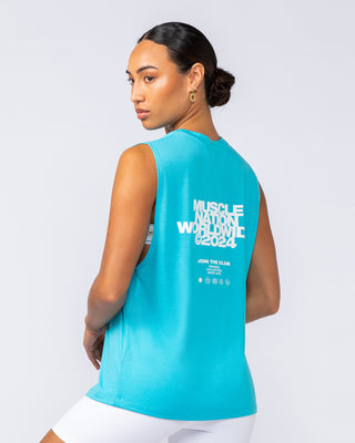 Global Drop Arm Tank - Capri Blue-Singlets & Tanks-XXS-112447CAPBLU-XXS-MNAPPRL33541-2-Muscle Nation