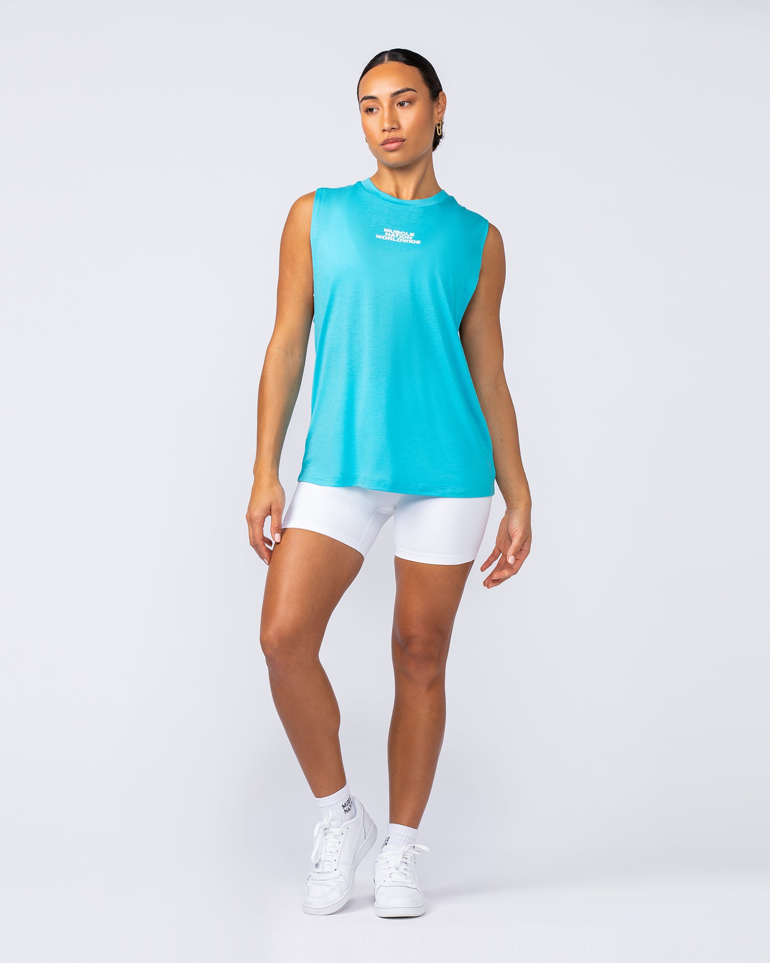 Global Drop Arm Tank - Capri Blue-Singlets & Tanks-XXS-112447CAPBLU-XXS-MNAPPRL33541-6-Muscle Nation