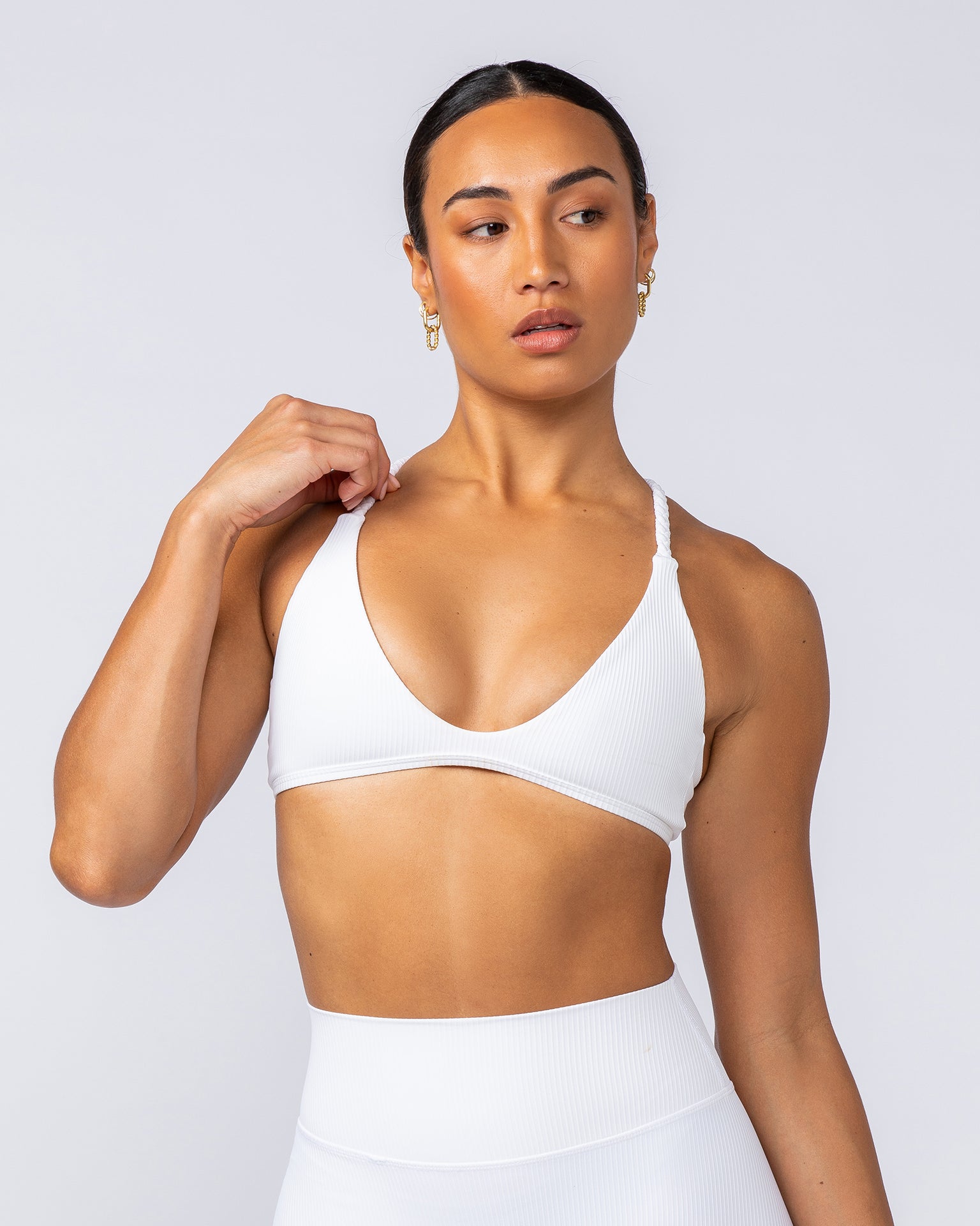 Breeze Rib Bralette - White-Bralettes-XXS-112489WHT-XXS-MNAPPRL33919-1-Muscle Nation