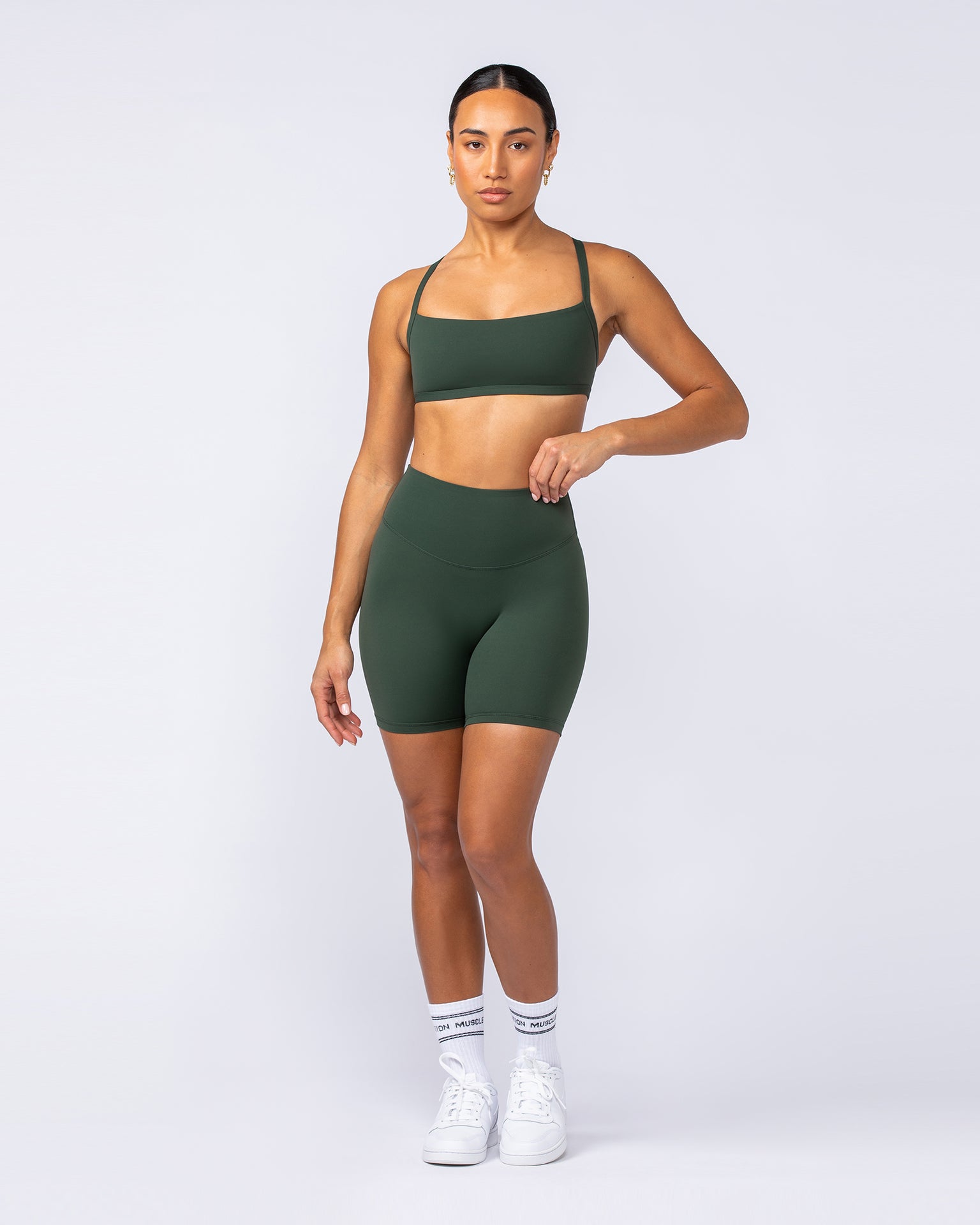 Ultra Aura Bike Shorts - Dark Olive-Bottoms-XXS-1124111DKOLV-XXS-MNAPPRL34333-6-Muscle Nation