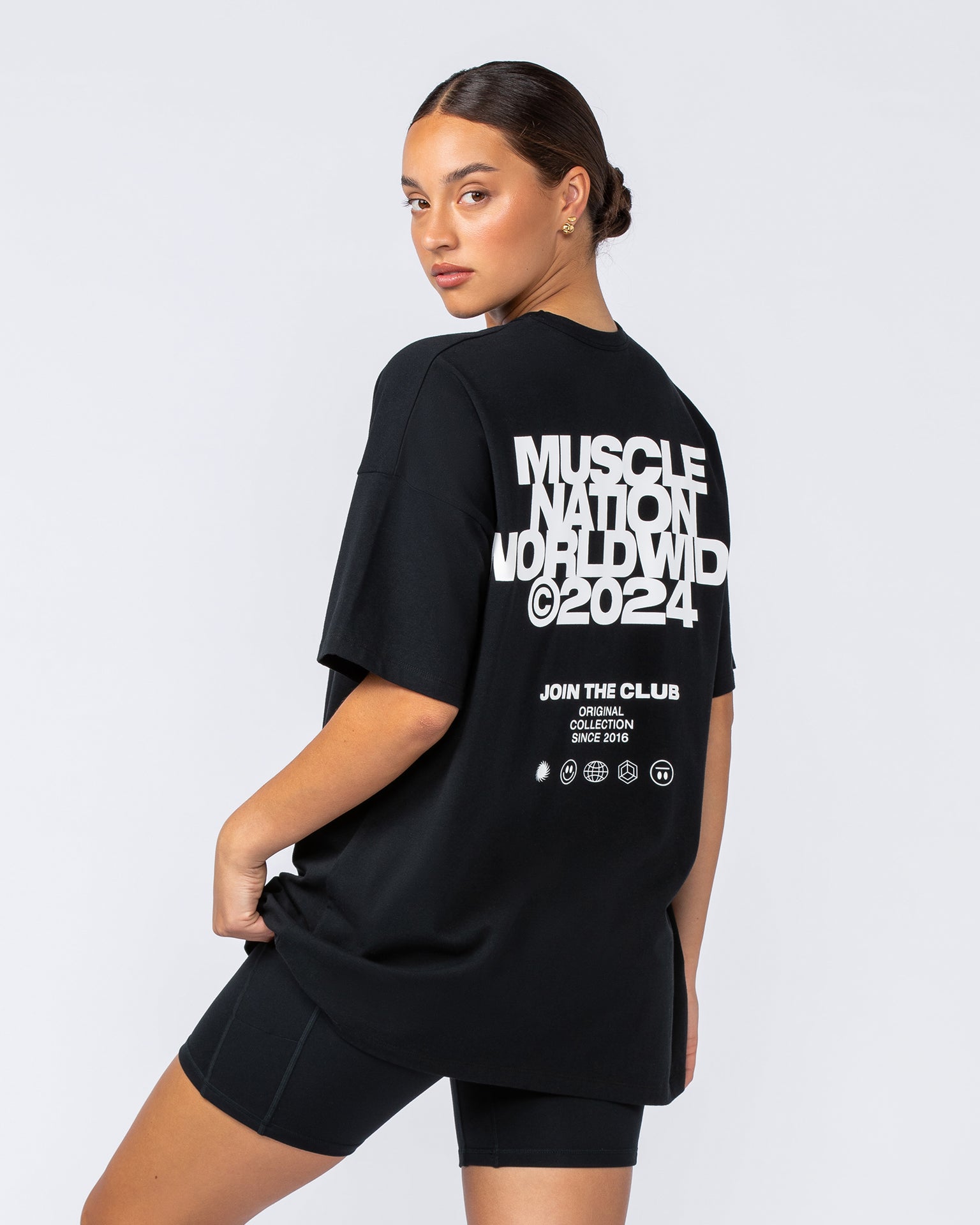 Womens Global Oversized Tee - Black-T-Shirts-XXS-1124199BLK-XXS-MNAPPRL34793-3-Muscle Nation