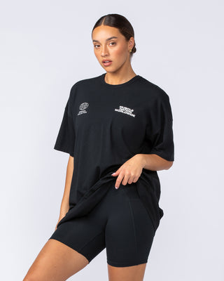 Womens Global Oversized Tee - Black-T-Shirts-XXS-1124199BLK-XXS-MNAPPRL34793-2-Muscle Nation