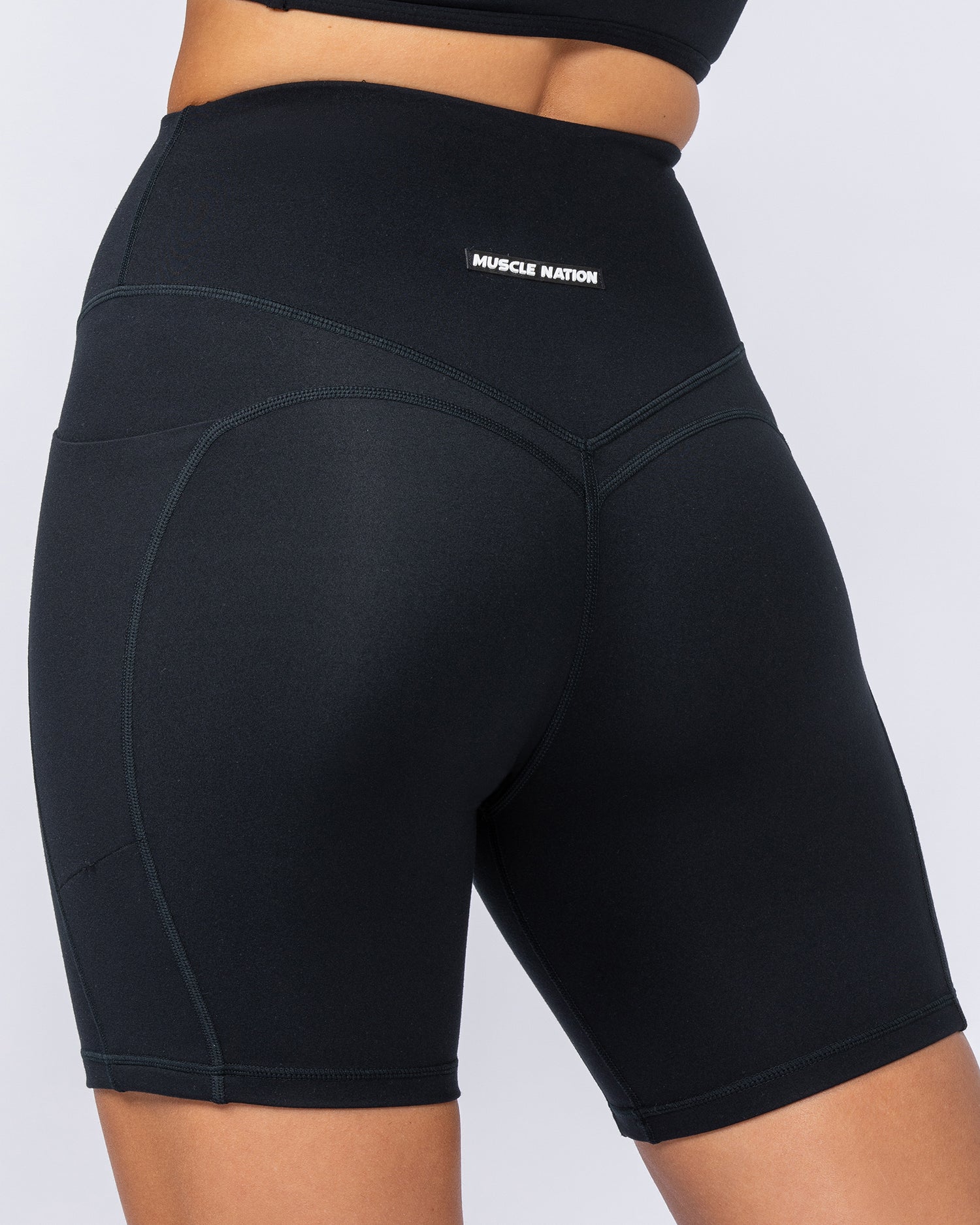 Booty Shaper Pocket Bike Shorts - Black-Shorts-XXS-112404BLK-XXS-MNAPPRL32821-2-Muscle Nation