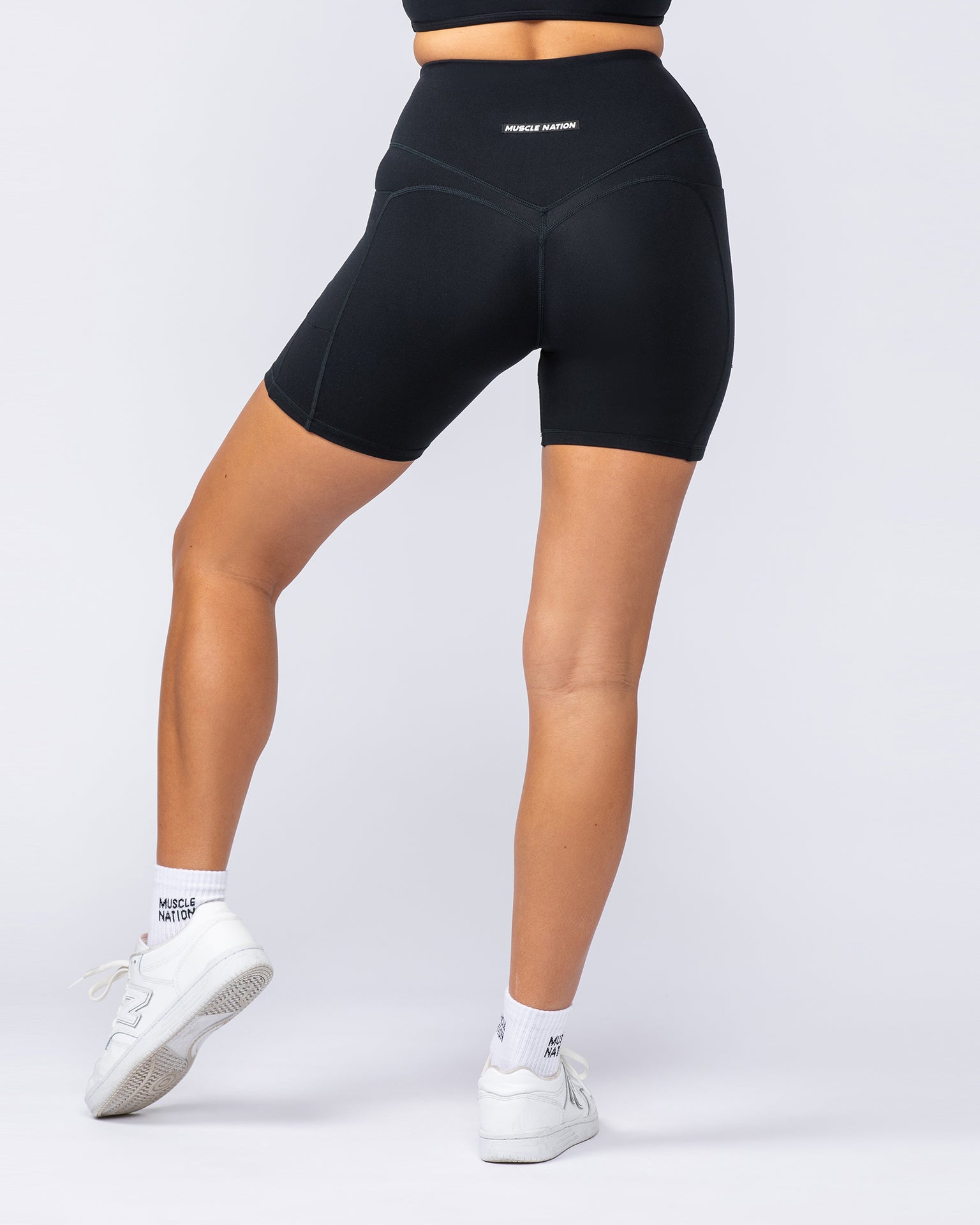 Booty Shaper Pocket Bike Shorts - Black-Shorts-XXS-112404BLK-XXS-MNAPPRL32821-5-Muscle Nation
