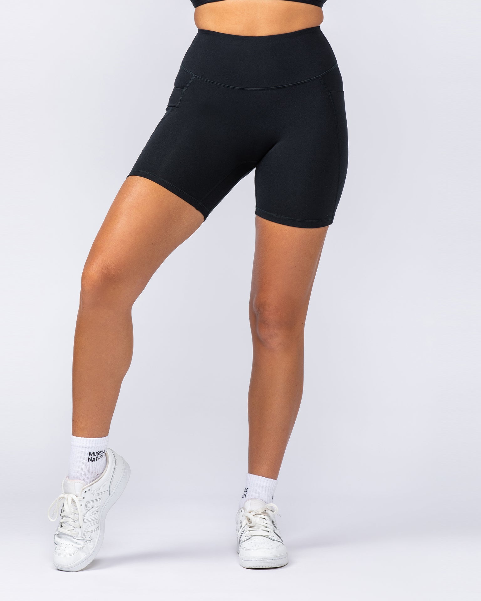 Booty Shaper Pocket Bike Shorts - Black-Shorts-XXS-112404BLK-XXS-MNAPPRL32821-2-Muscle Nation