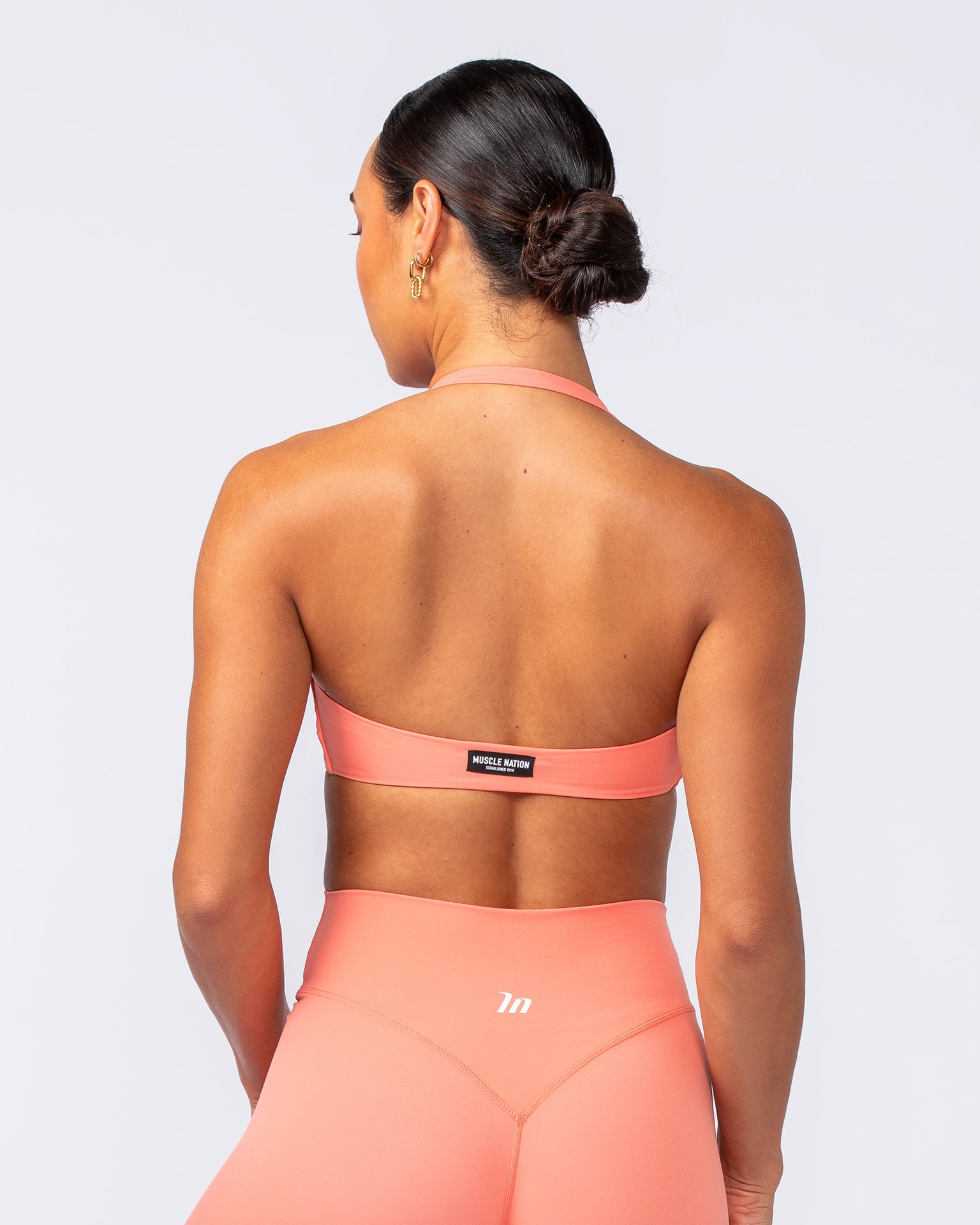 Hype Halter Bralette - Peach Pink-Bralettes-XS-052415PEAPIK-XS-MNAPPRL31299-4-Muscle Nation