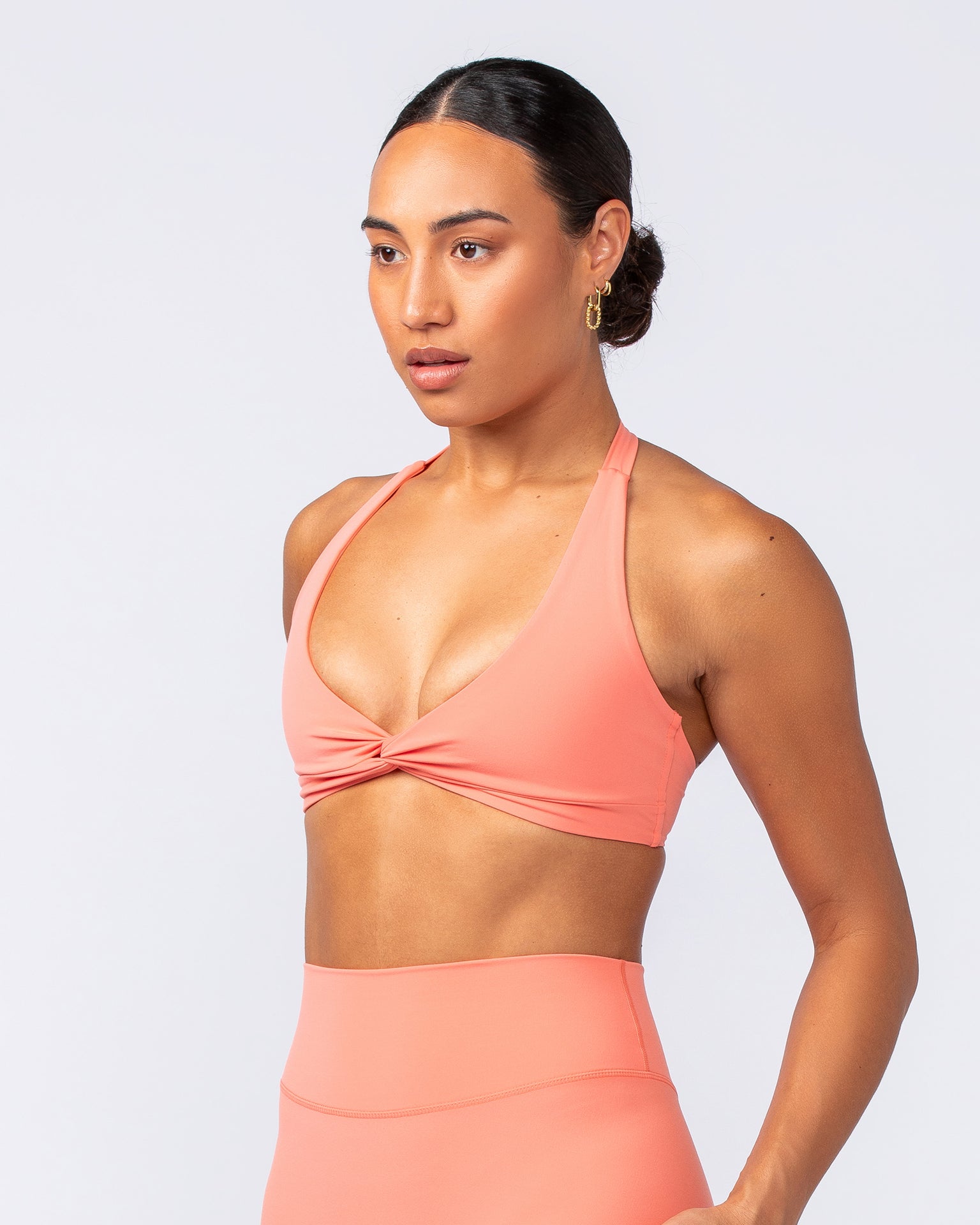 Hype Halter Bralette - Peach Pink-Bralettes-XS-052415PEAPIK-XS-MNAPPRL31299-2-Muscle Nation