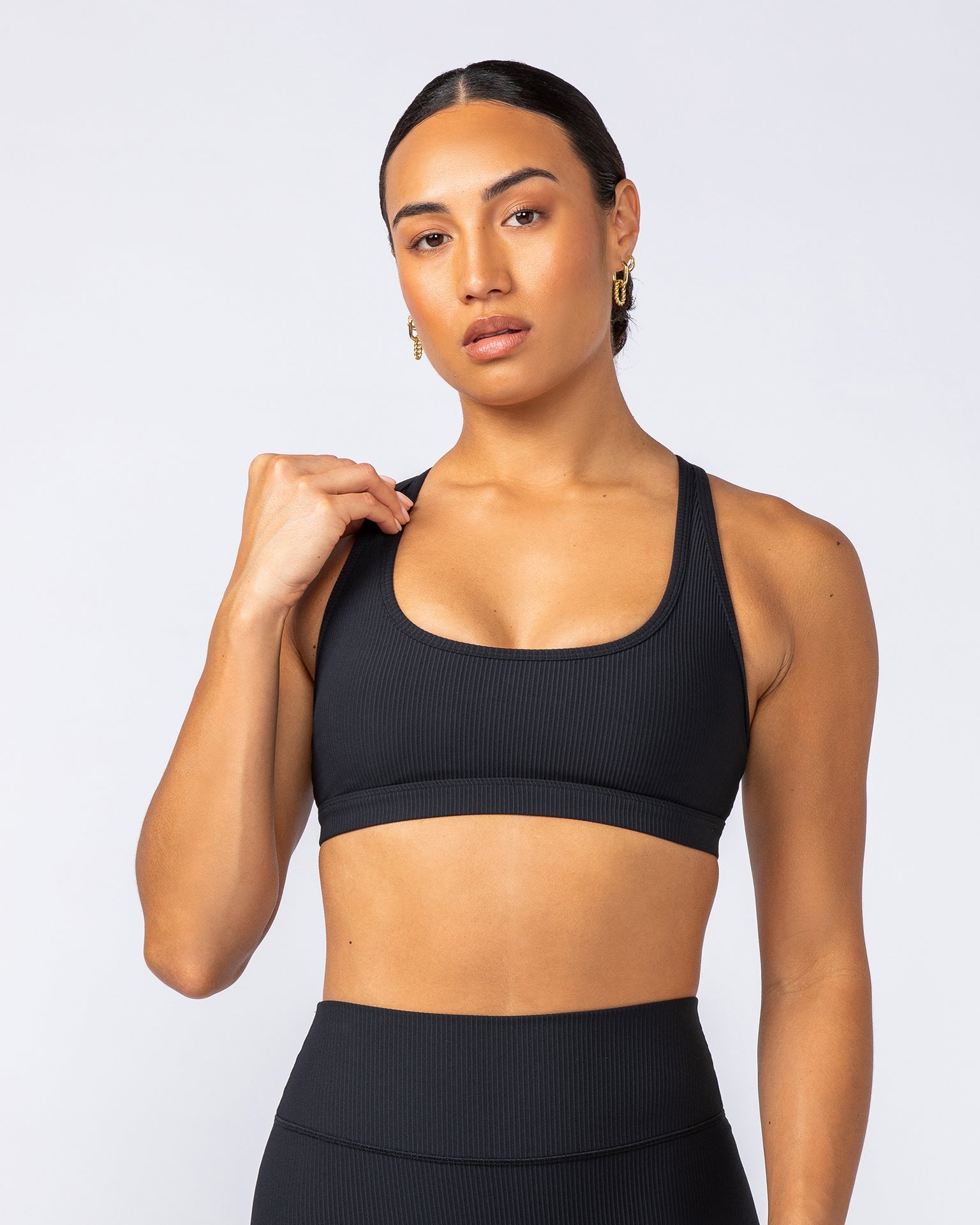 Drew Rib Bra - Black-Sports Bras-XXS-112499BLK-XXS-MNAPPRL34018-1-Muscle Nation