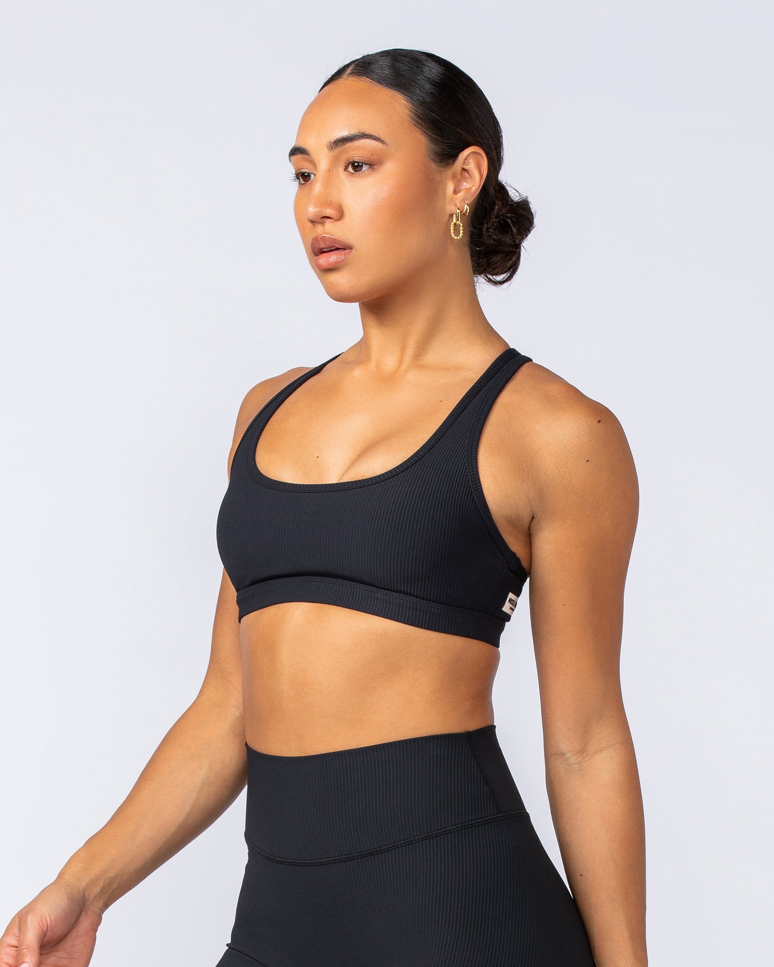 Drew Rib Bra - Black-Sports Bras-XXS-112499BLK-XXS-MNAPPRL34018-2-Muscle Nation