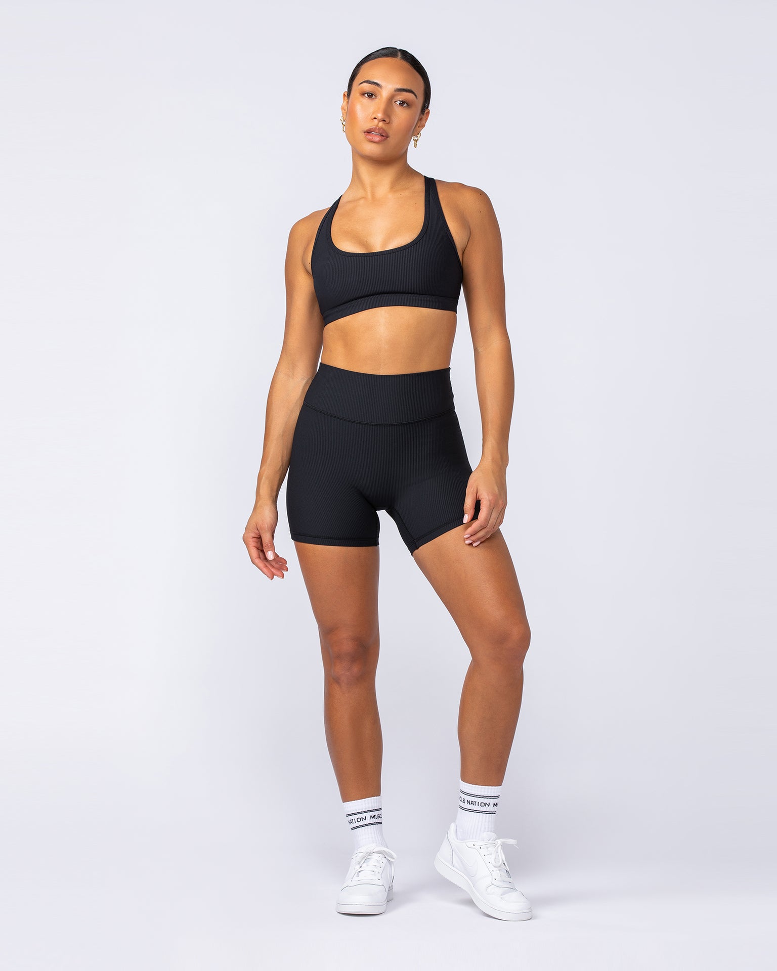 Zero Rise Rib Midway Shorts - Black (Silicone Logo)-Shorts-XXS-112490BLK-XXS-MNAPPRL33937-6-Muscle Nation