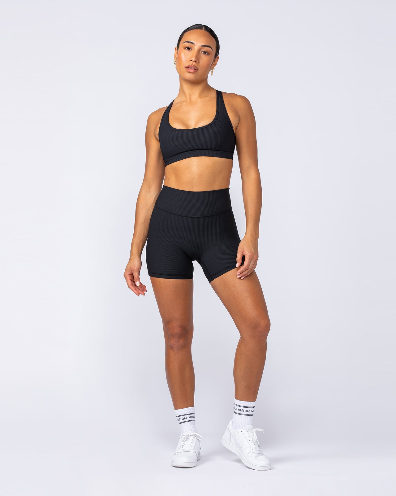 Drew Rib Bra - Black-Sports Bras-XXS-112499BLK-XXS-MNAPPRL34018-5-Muscle Nation