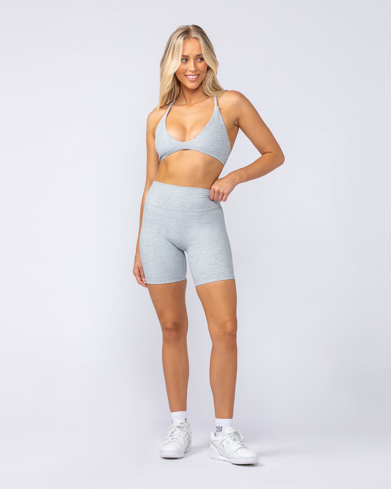 Breeze Rib Bralette Grey Marl - Muscle Nation women's bralette, view 6