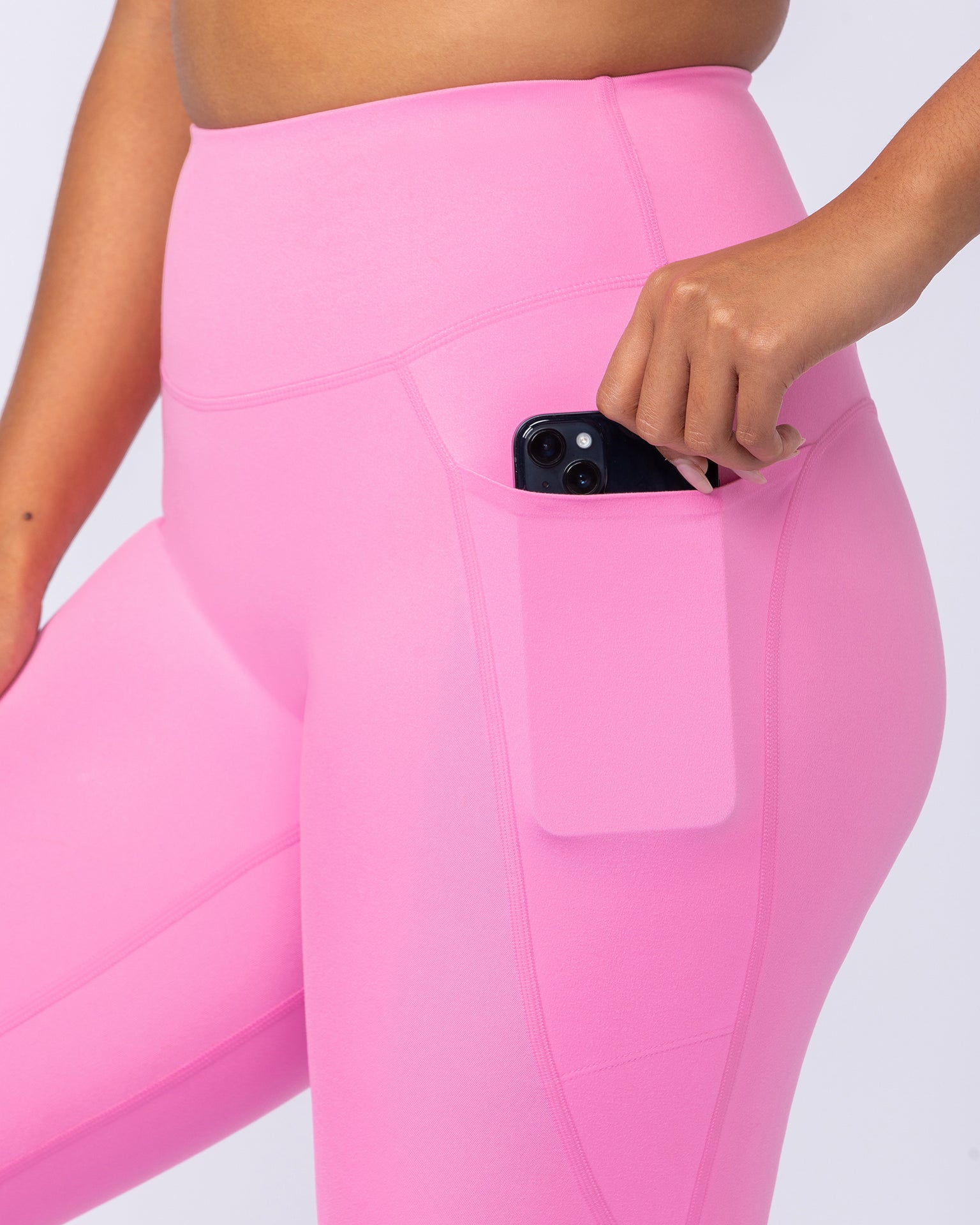Booty Shaper Pocket Ankle Length Leggings - Hollywood Pink-Leggings-XXS-112405HWPNK-XXS-MNAPPRL32848-2-Muscle Nation